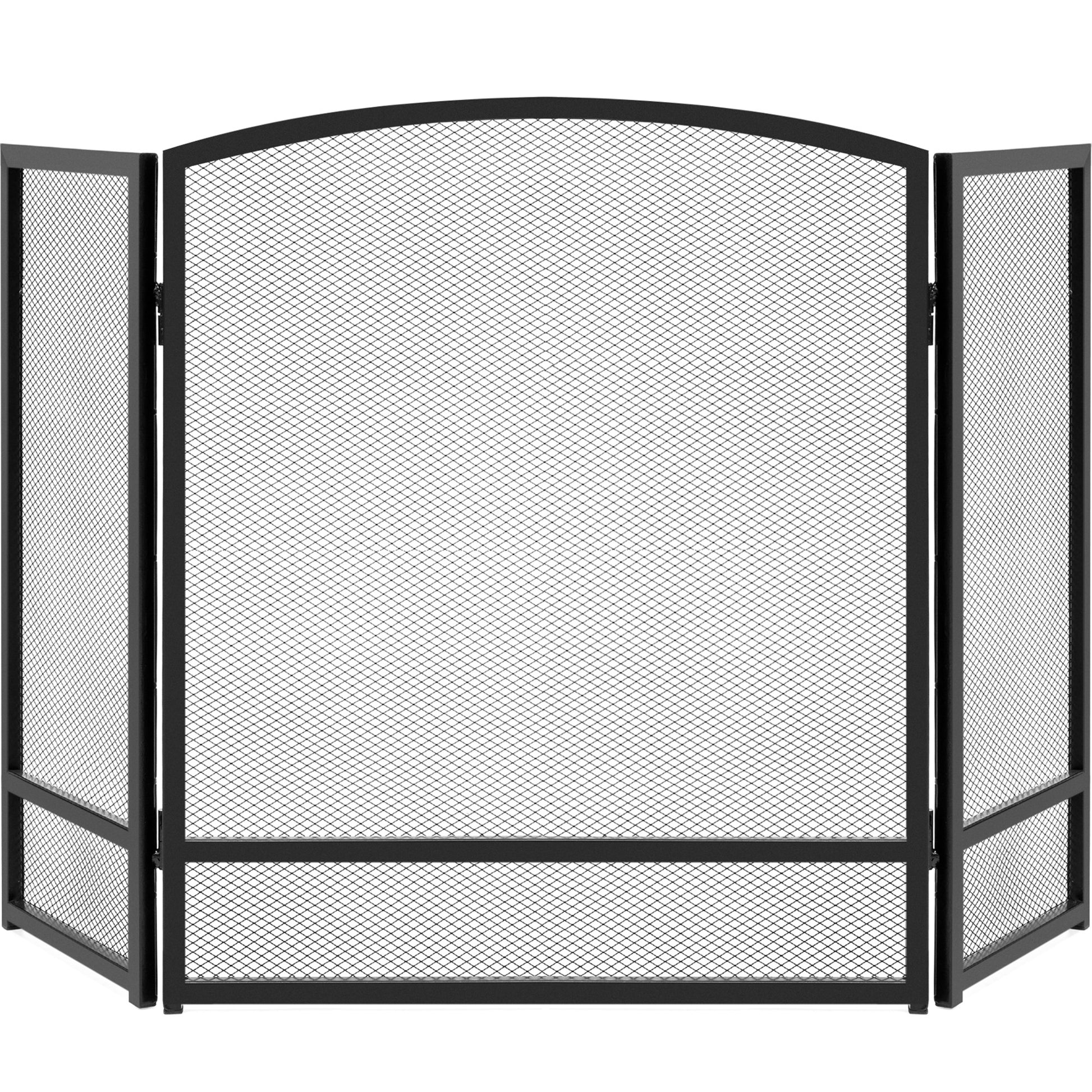3-Panel Simple Steel Mesh Fireplace Screen w/ Worn Finish - 47.5x27.25in
