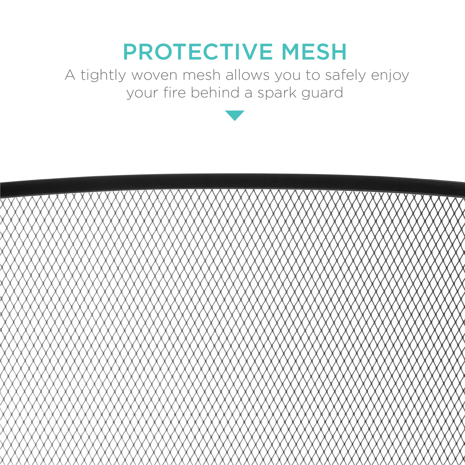 3-Panel Simple Steel Mesh Fireplace Screen w/ Worn Finish - 47.5x27.25in