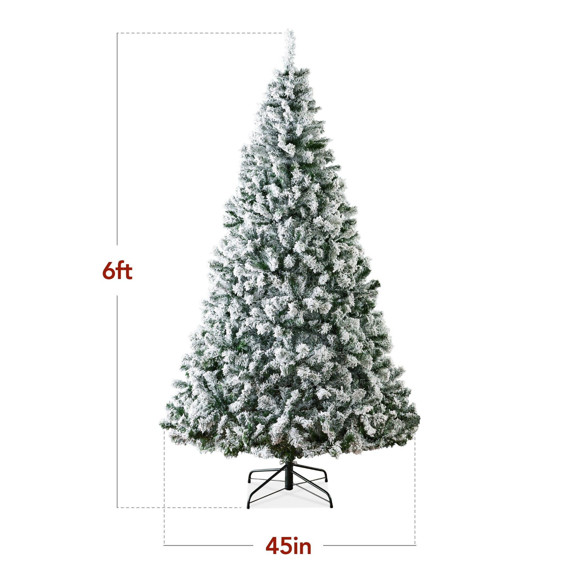 Snow Flocked Artificial Pine Christmas Tree with Foldable Metal Base - Thumbnail 2