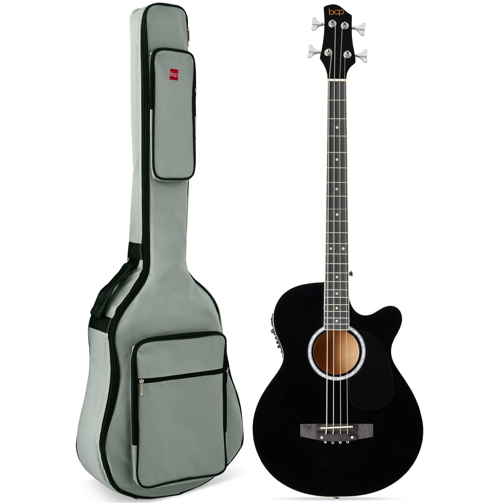 Acoustic Electric Bass Guitar w/ Equalizer, Truss Rod, Padded Gig