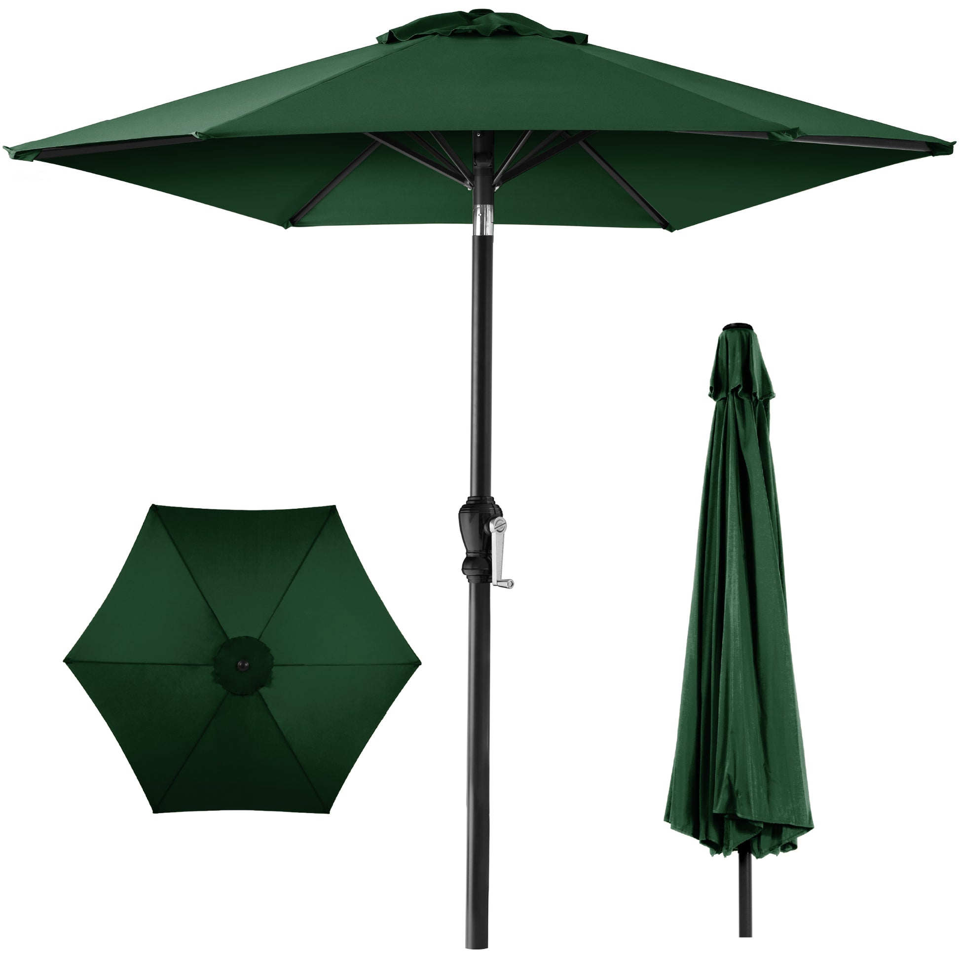 Outdoor Steel Market Patio Umbrella Decoration w/ Tilt, Crank Lift Outdoor Steel Market Patio Umbrella Decoration w/ Tilt, Crank Lift