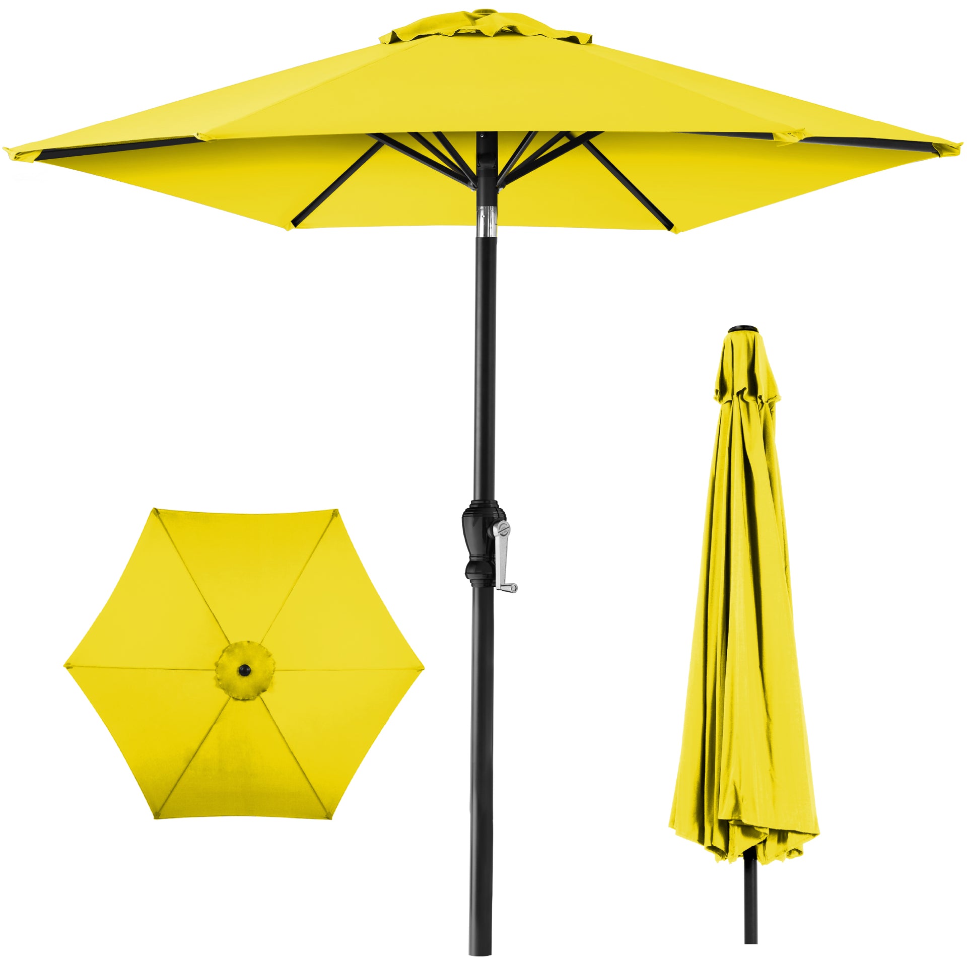 Best Choice Products 10ft Outdoor Steel Market Patio Umbrella with Crank, Tilt Push Button, 6 Ribs