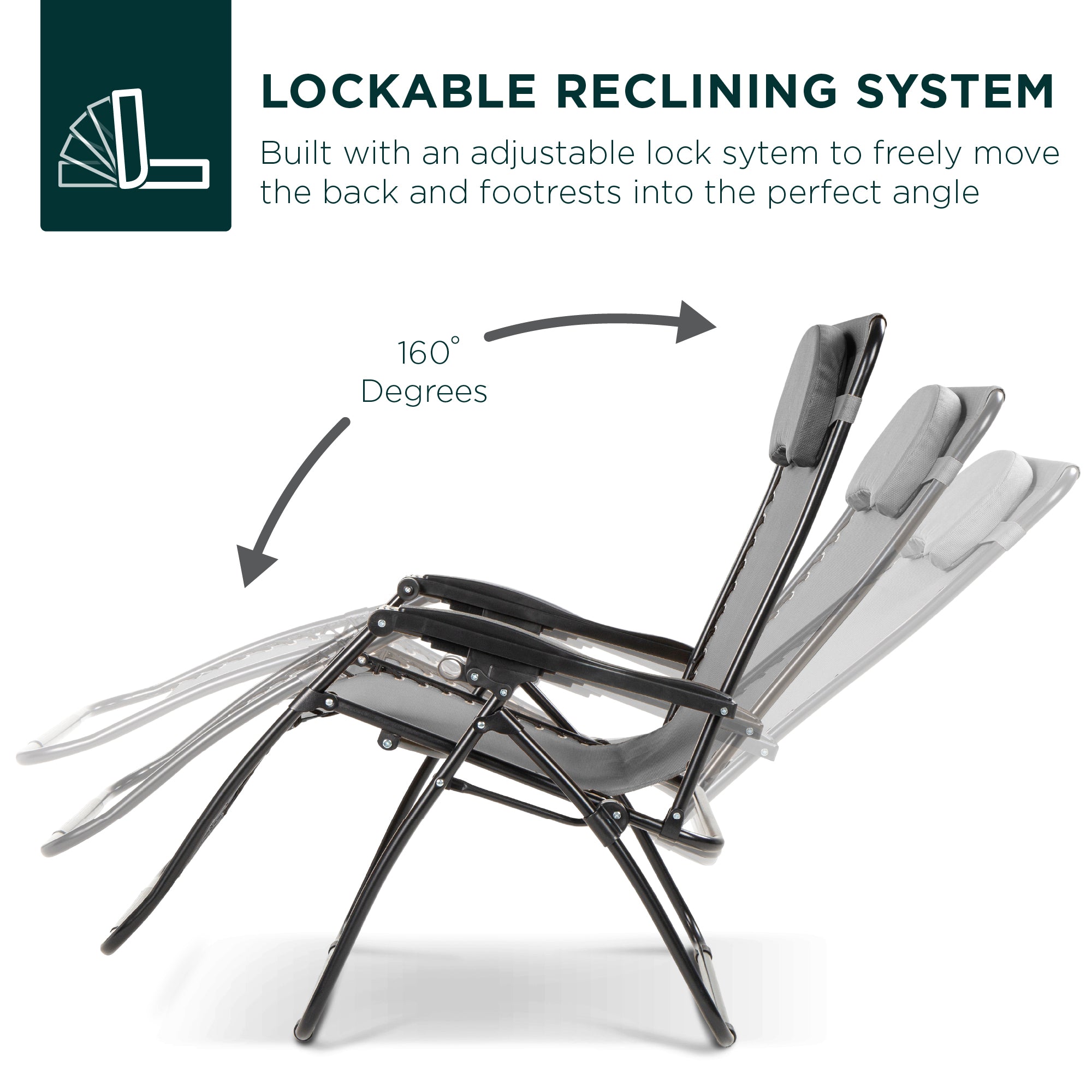 Oversized Reclining Zero Gravity Chair Lounger w/ Cup Holder, Pillow