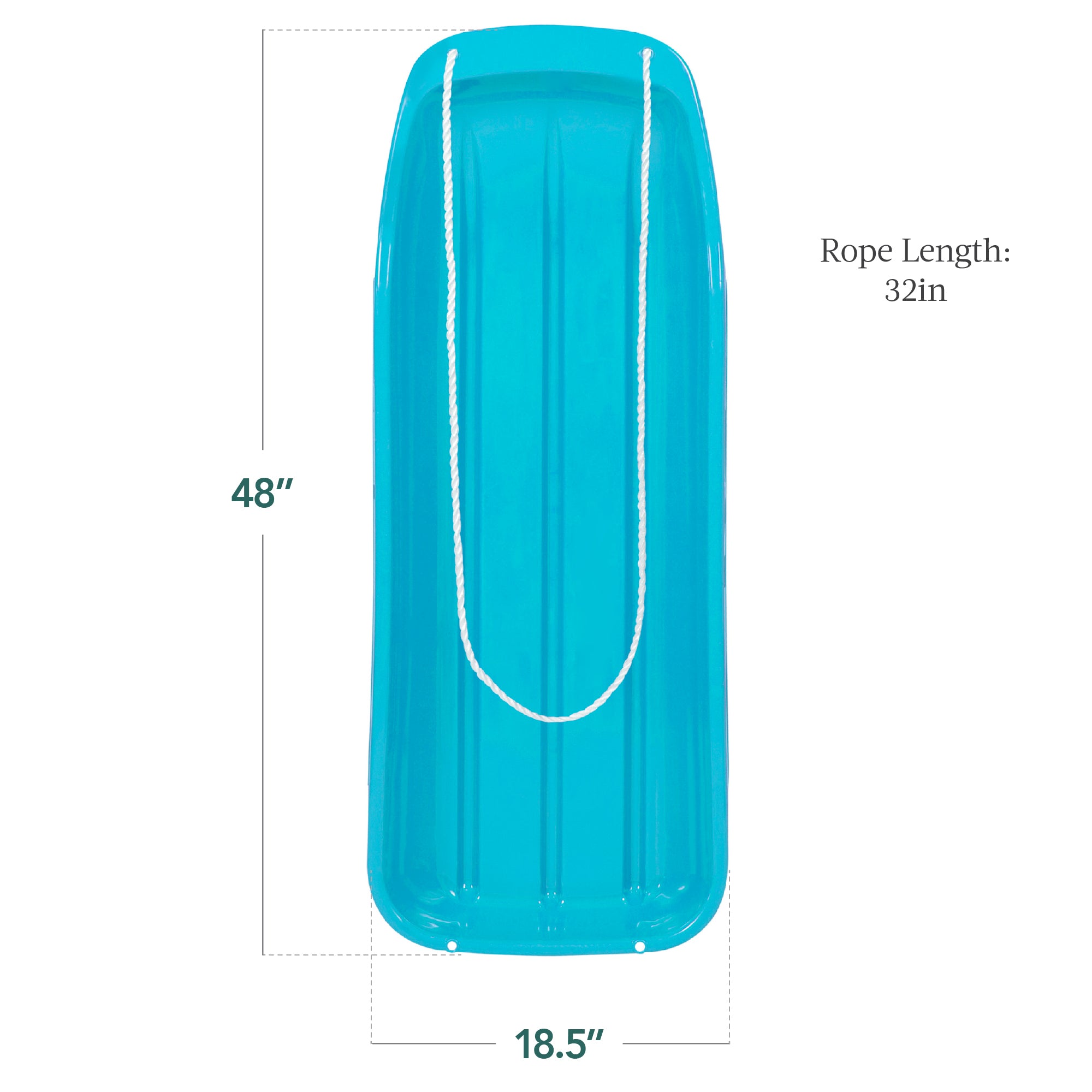 48in Kids Toboggan Snow Sled Board w/ Pull Rope, Curved Edges