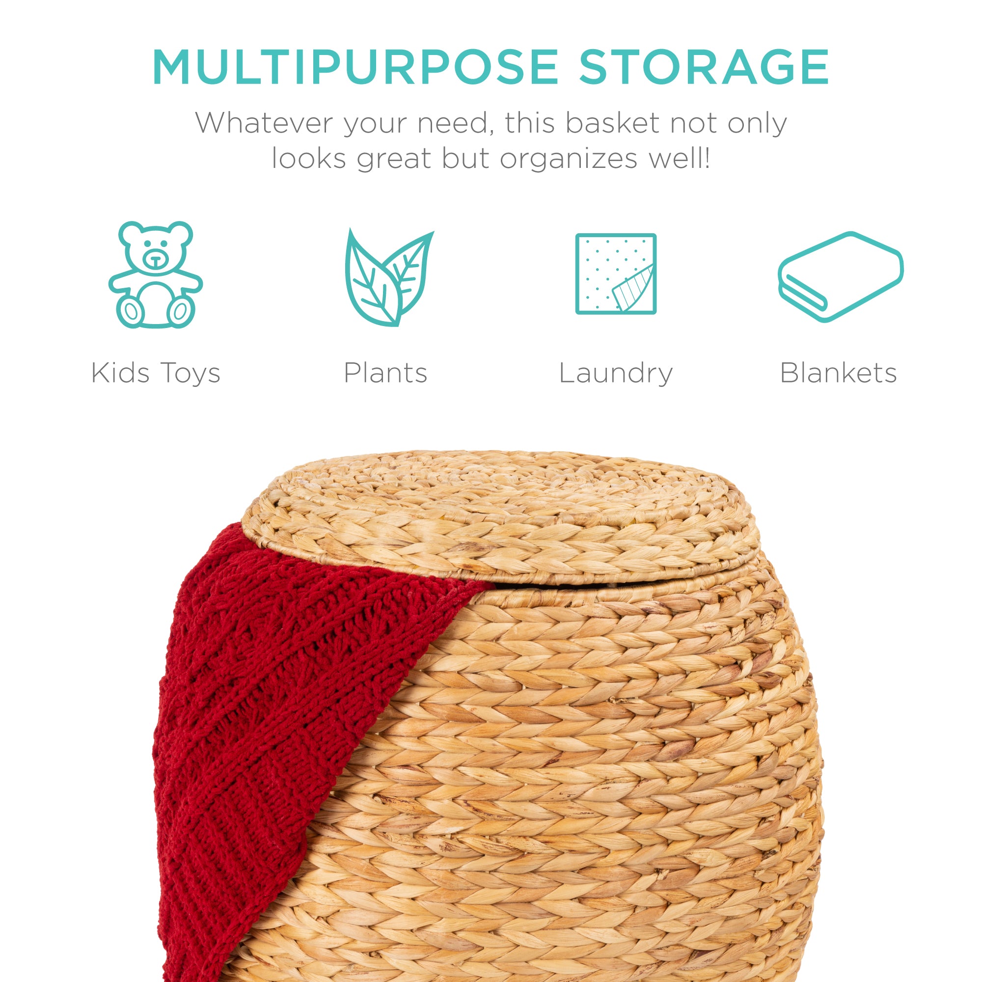 Multipurpose Hyacinth Storage Tote Basket