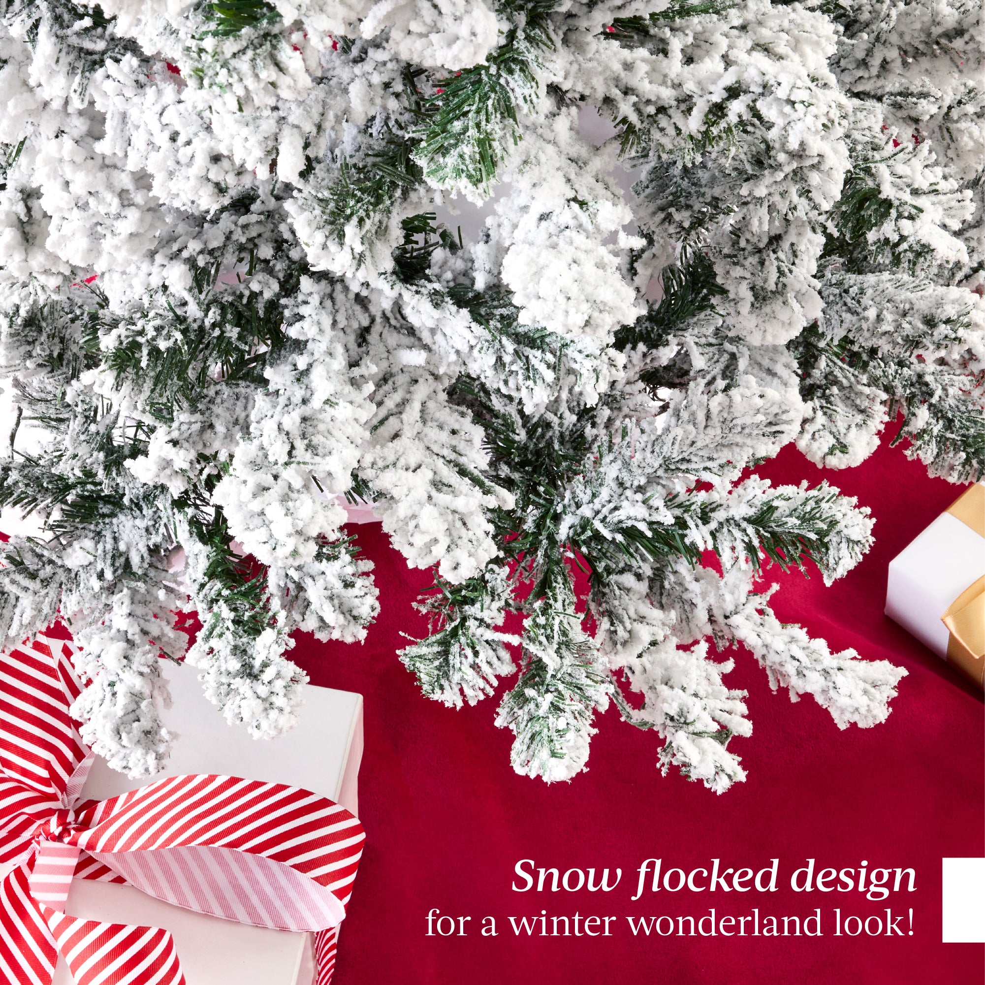 Snow Flocked Artificial Pencil Christmas Tree w/ Stand