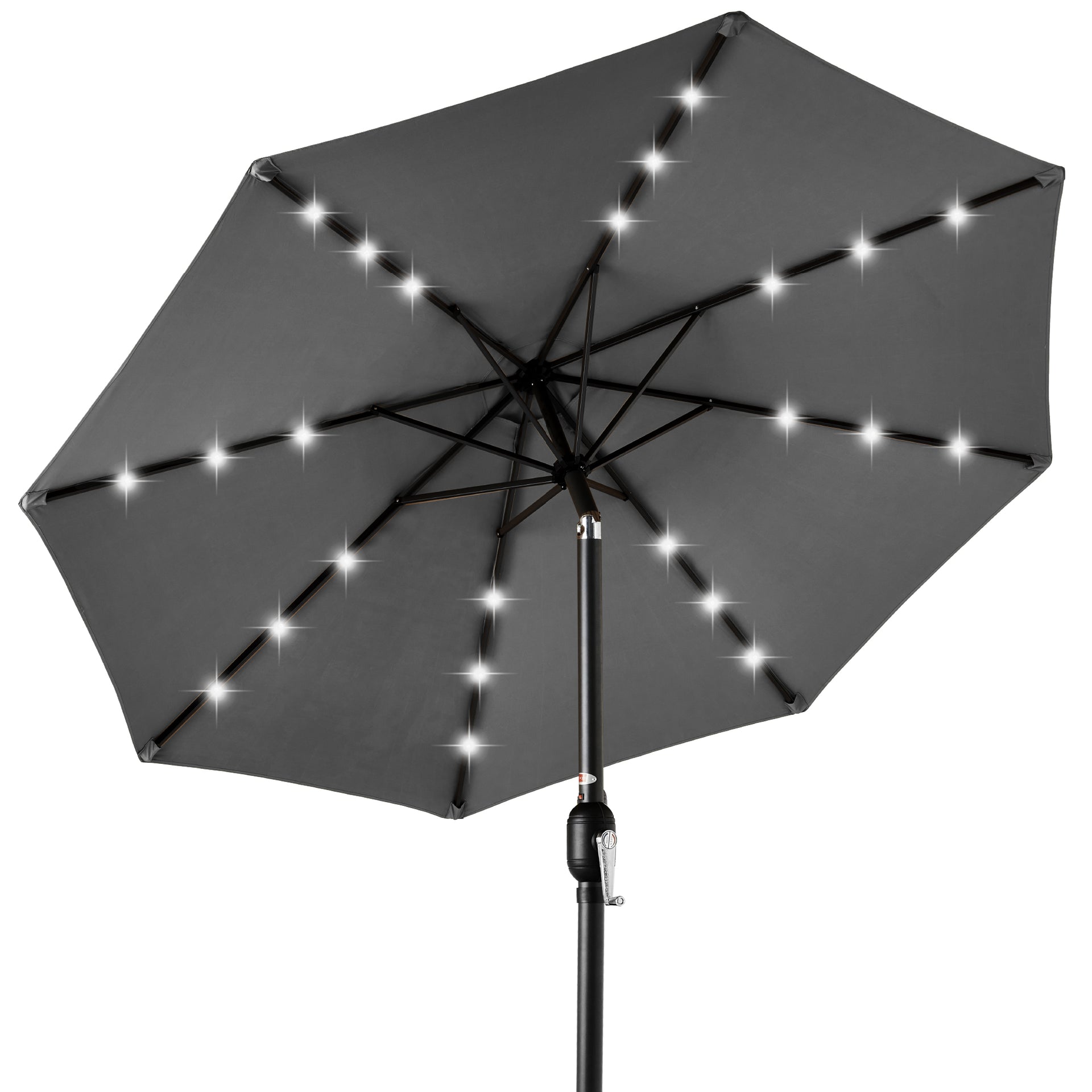 10 deluxe solar led lighted patio umbrella with tilt adjustment Solar LED Lighted Patio Umbrella w/ Tilt Adjustment, UV-Resistant