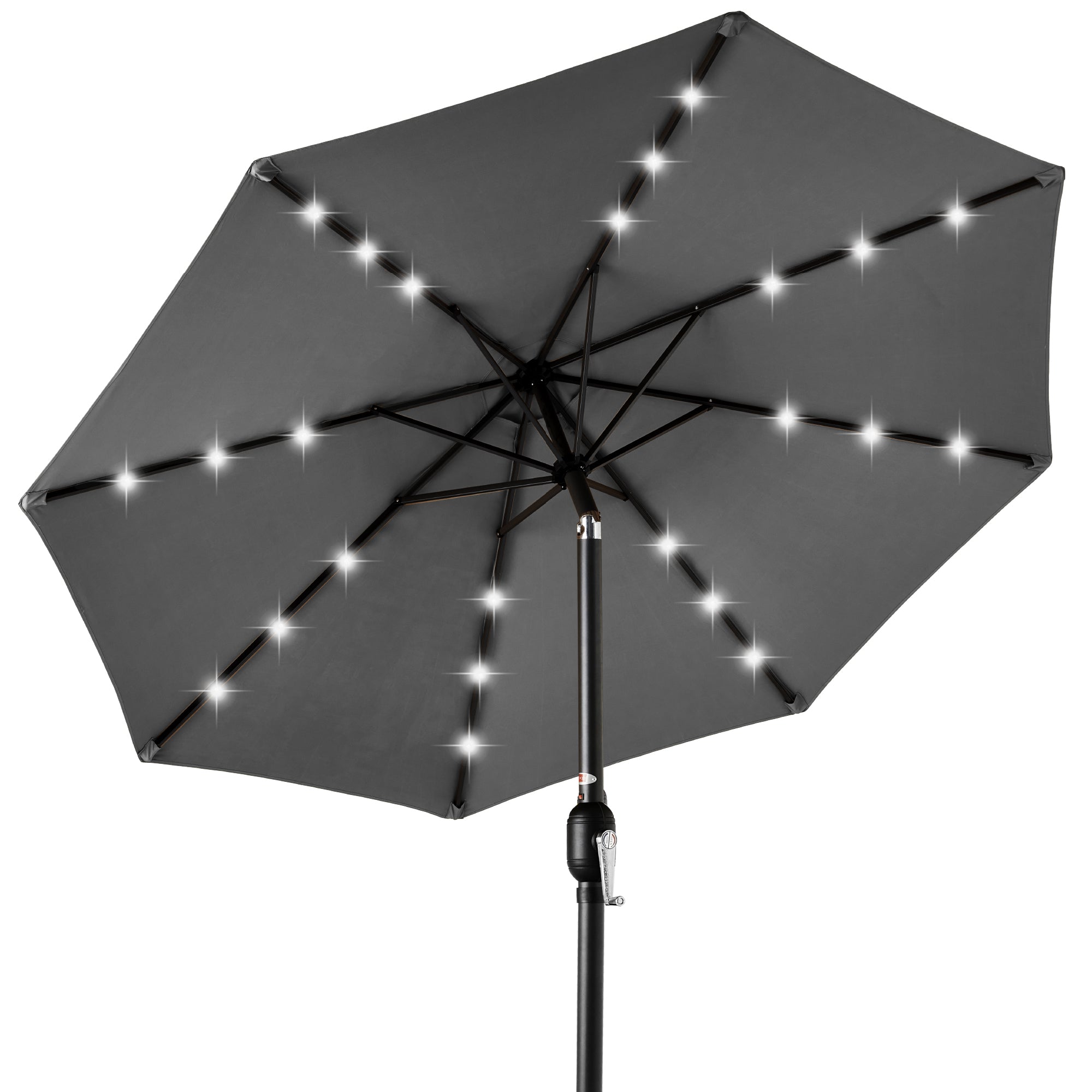 Best Choice Products Ombrellone Quadrato 2,7m Con Luci LED Solari - Struttura Finto Legno E Manovella