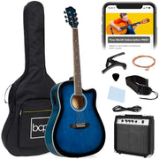 Beginner Acoustic Electric Cutaway Guitar Set w/ Gig Bag, Strap - 41in