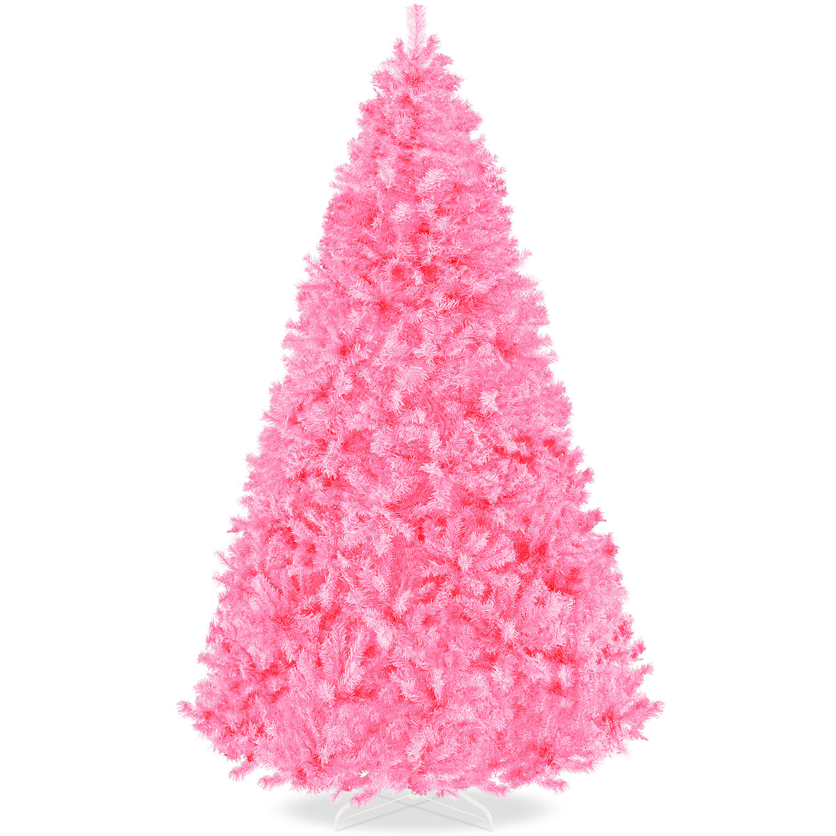 Artificial Pink Christmas Tree, Unlit Pine Design w/Easy Assembly