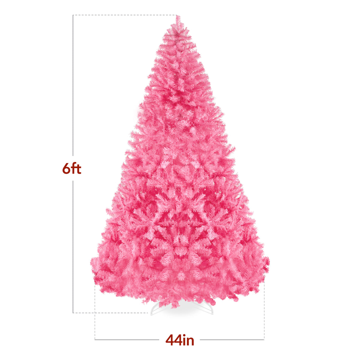Artificial Pink Christmas Tree, Unlit Pine Design w/Easy Assembly