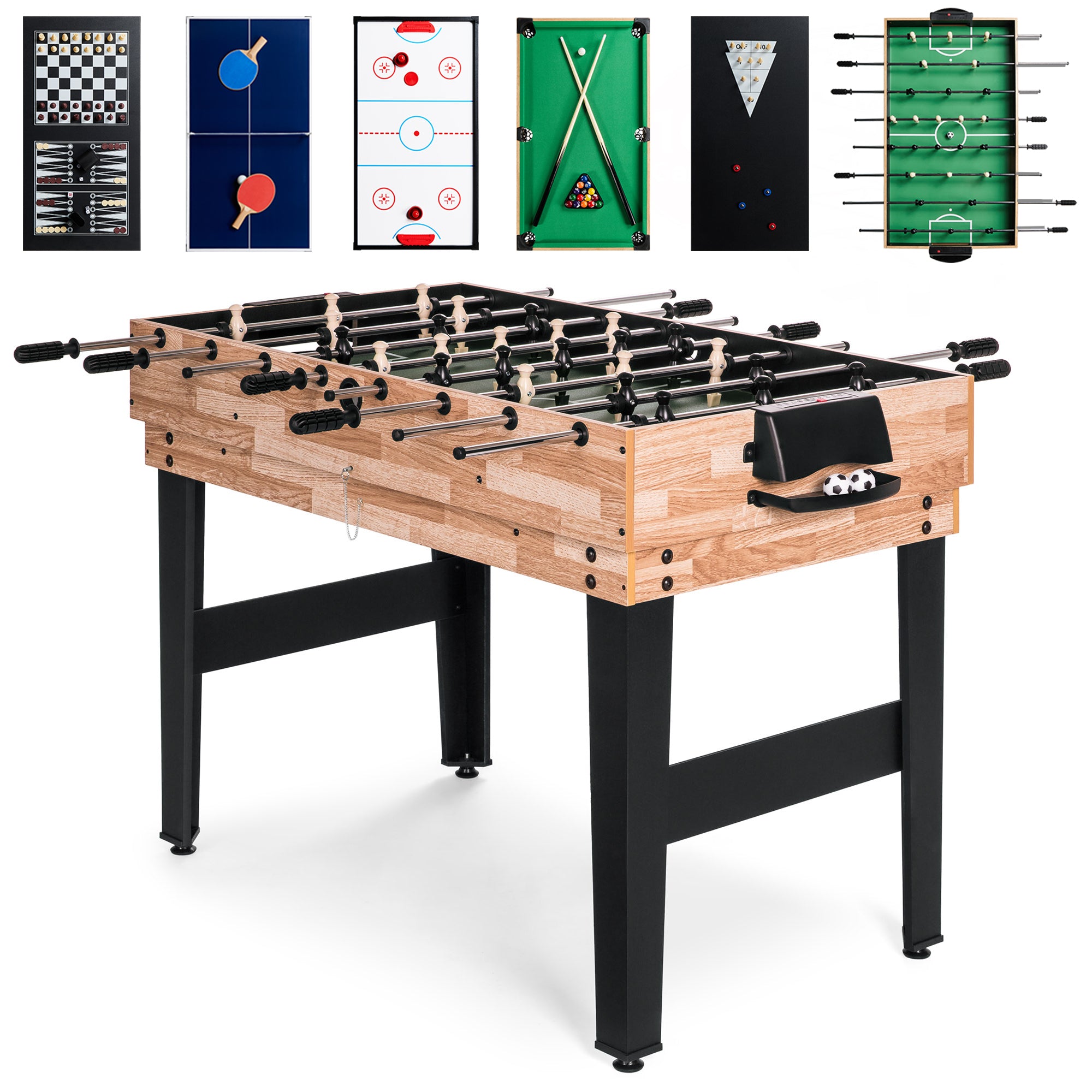 Authentic Foosball table ping pong table air hockey table has a chess board and I don't kn