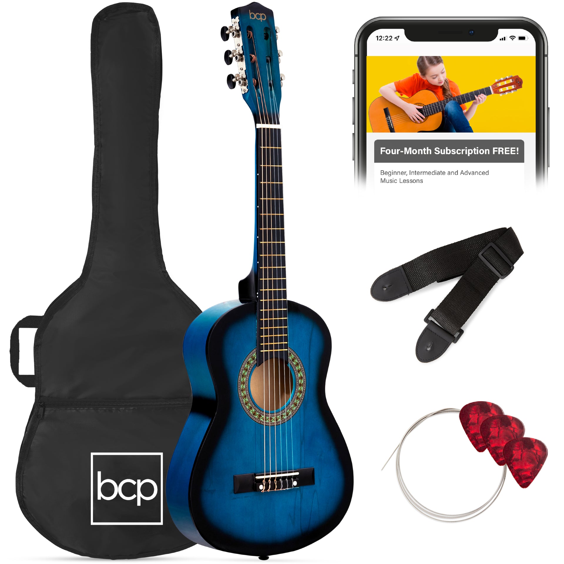 30in Kids Classical 🎸 Acoustic Guitar Beginners Set w/ Bag, E