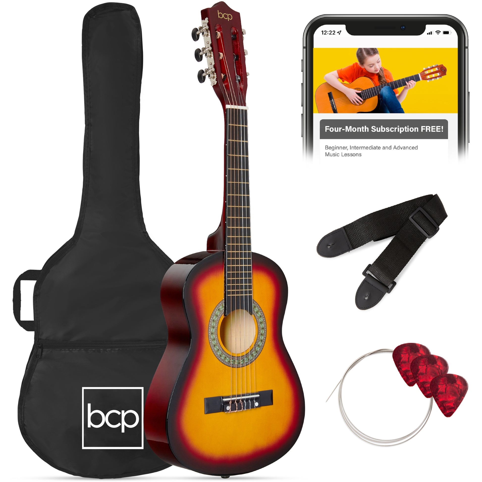 Kids Acoustic Guitar Beginner Starter Kit w/ Carrying Case - 30in