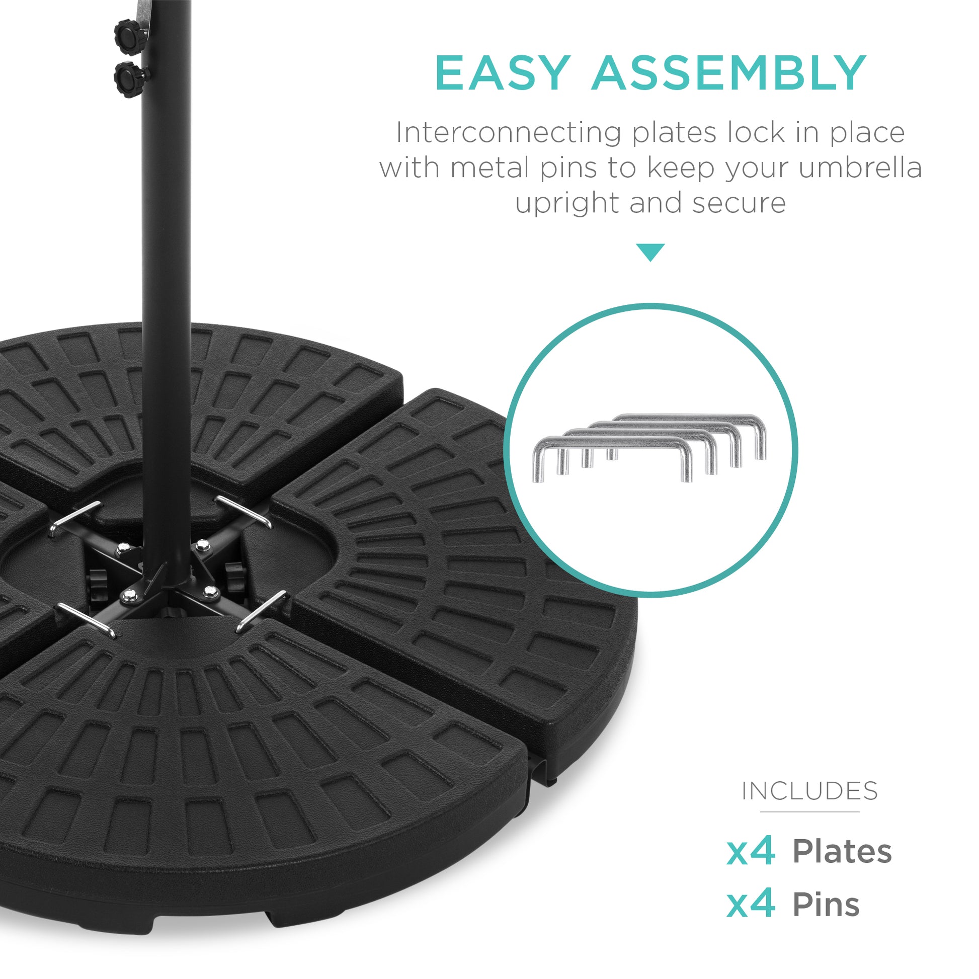 4 pcs 238lb patio cantilever offset umbrella base weight stand Best Choice Products 4-Piece Cantilever Offset Patio Umbrella Base Stand, Fills Up to 160lbs w/ Carry Handles