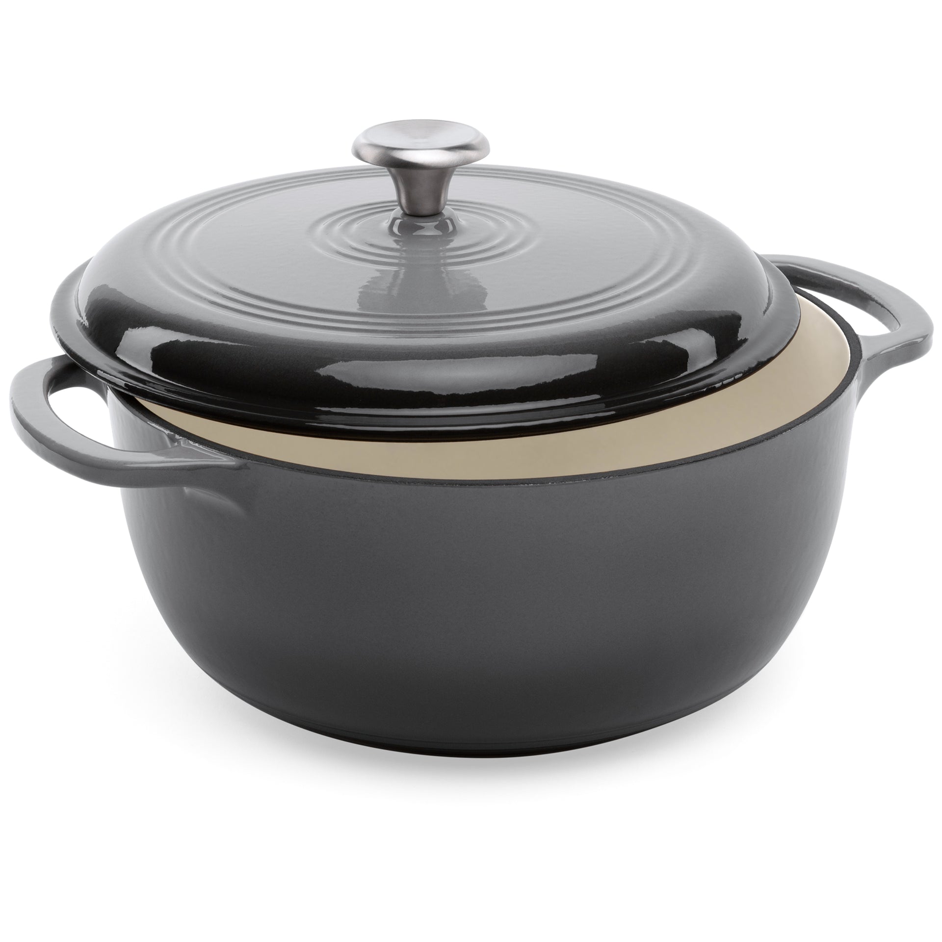 Cast Iron Dutch Oven Kitchen Cookware w Enamel Handles 6qt