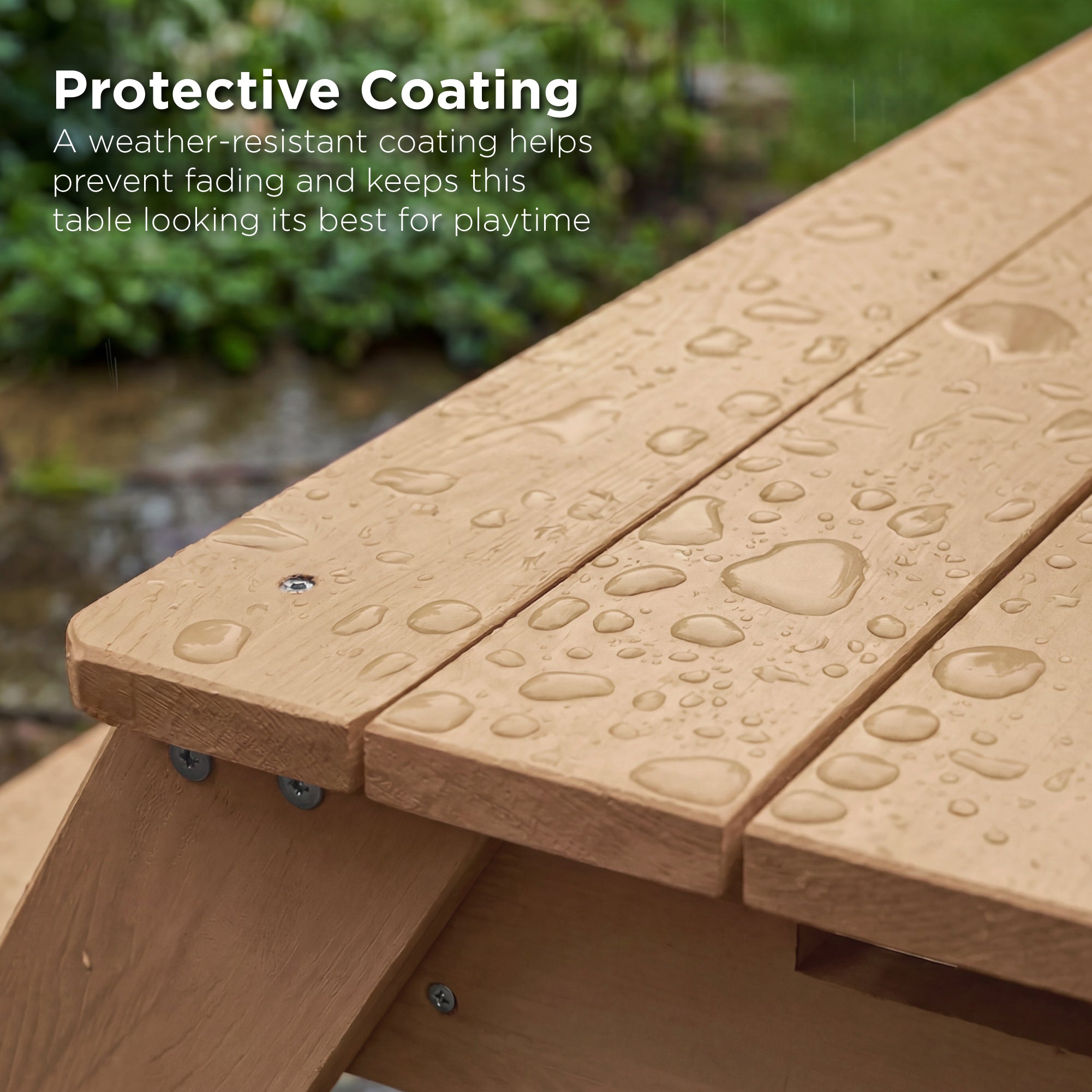 3-in-1 Kids Sand & Water Table Outdoor Wood Picnic Table w/ Umbrella