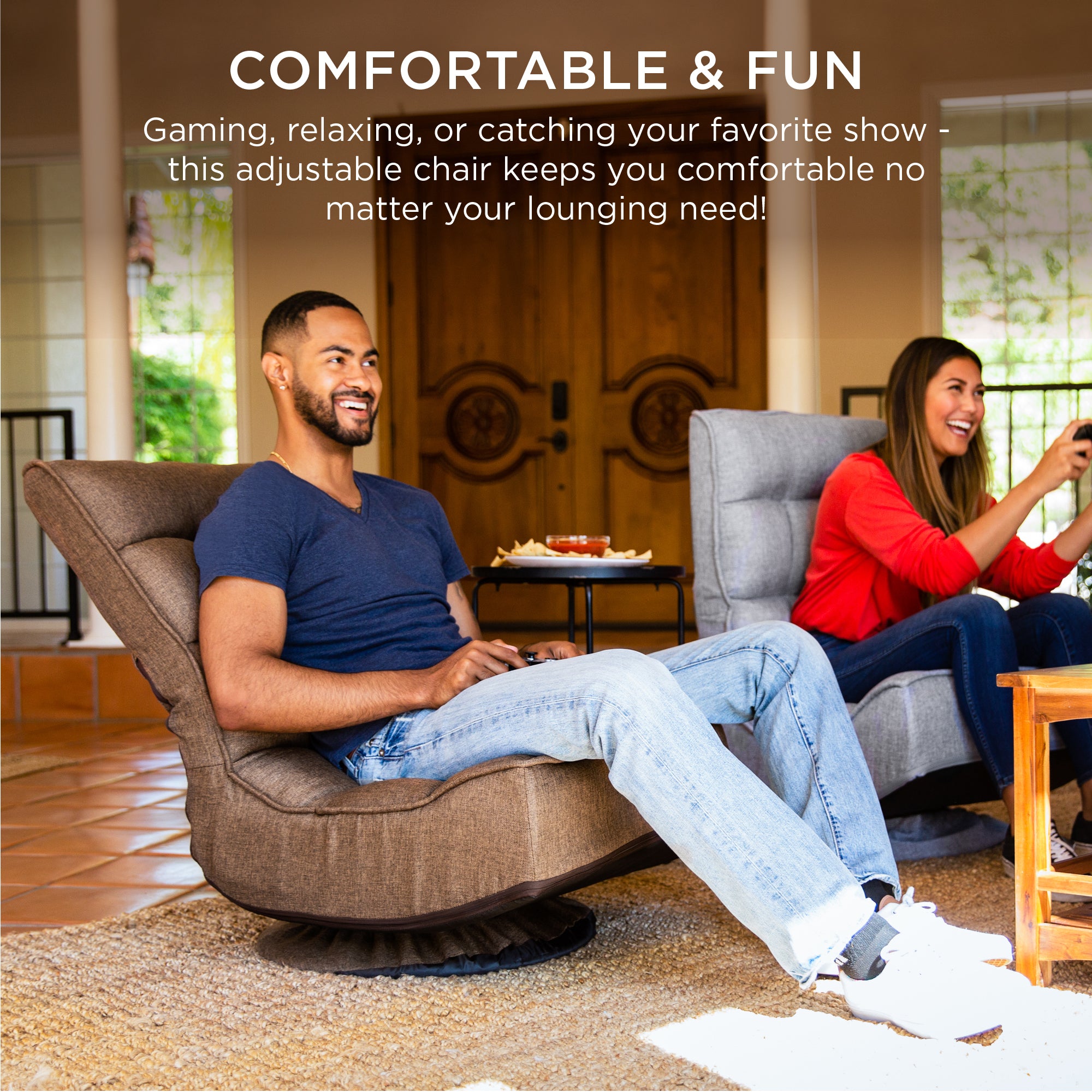 Folding Floor Gaming Chair w/ 360-Degree Swivel, 4 Adjustable Positions