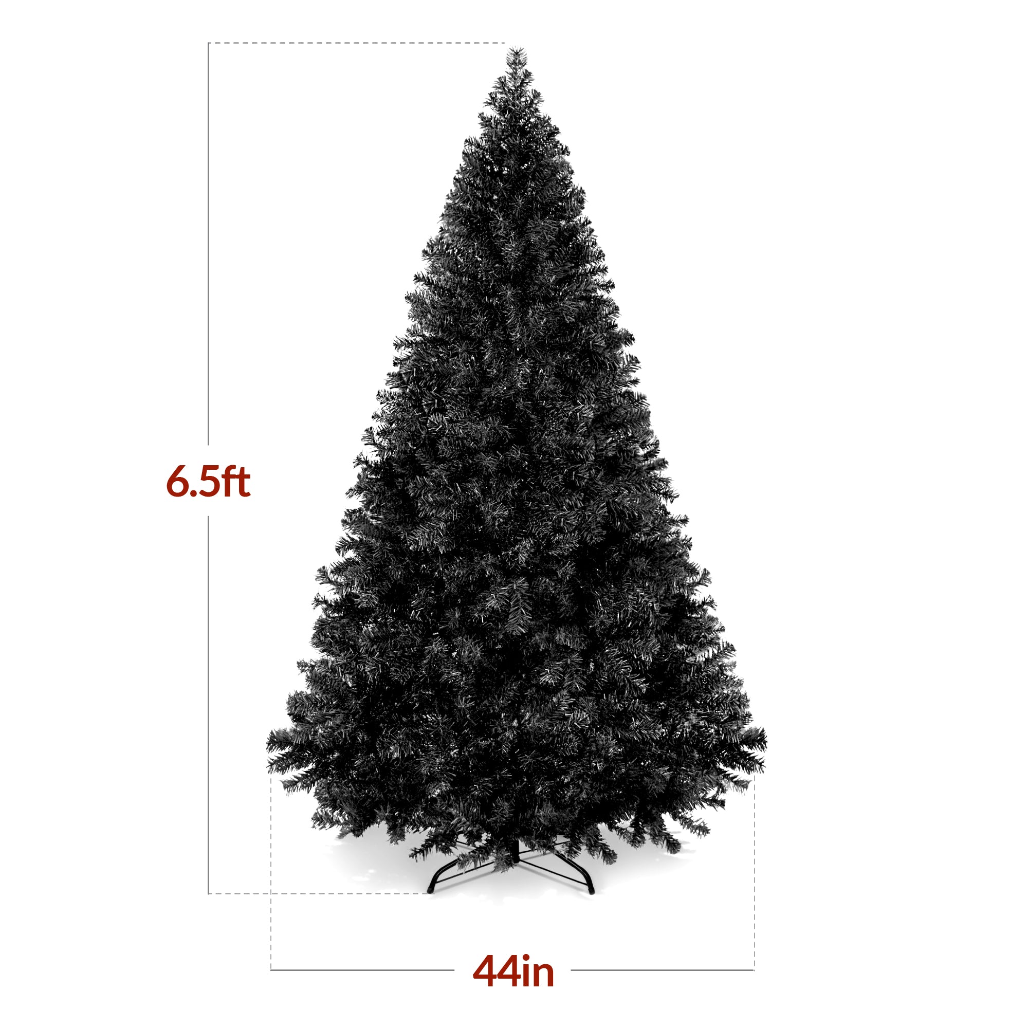 Artificial Black Christmas Tree, Unlit Pine Design w/Easy Assembly