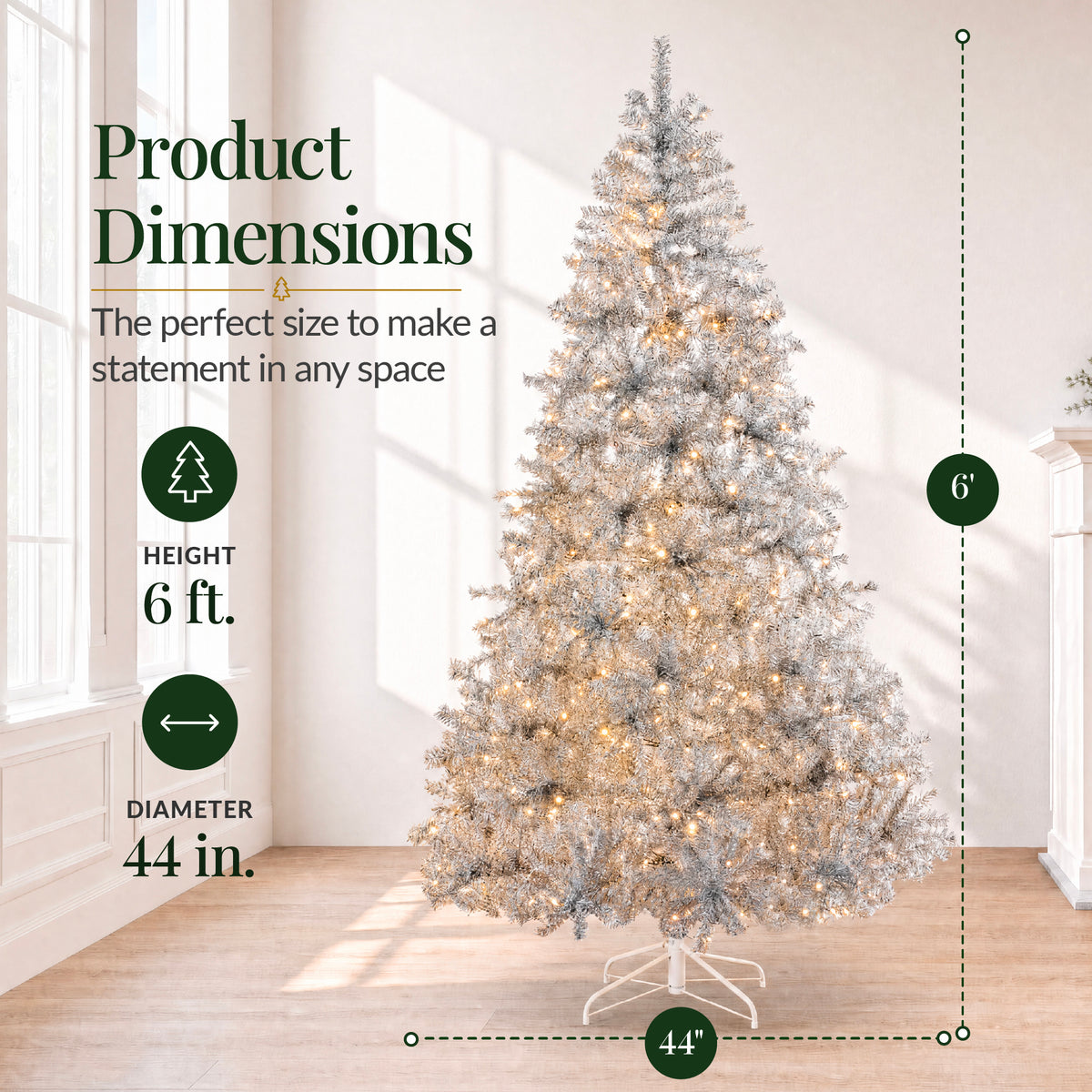 Artificial Tinsel Christmas Tree with Viral Twinkling Lights, PreLit Pine