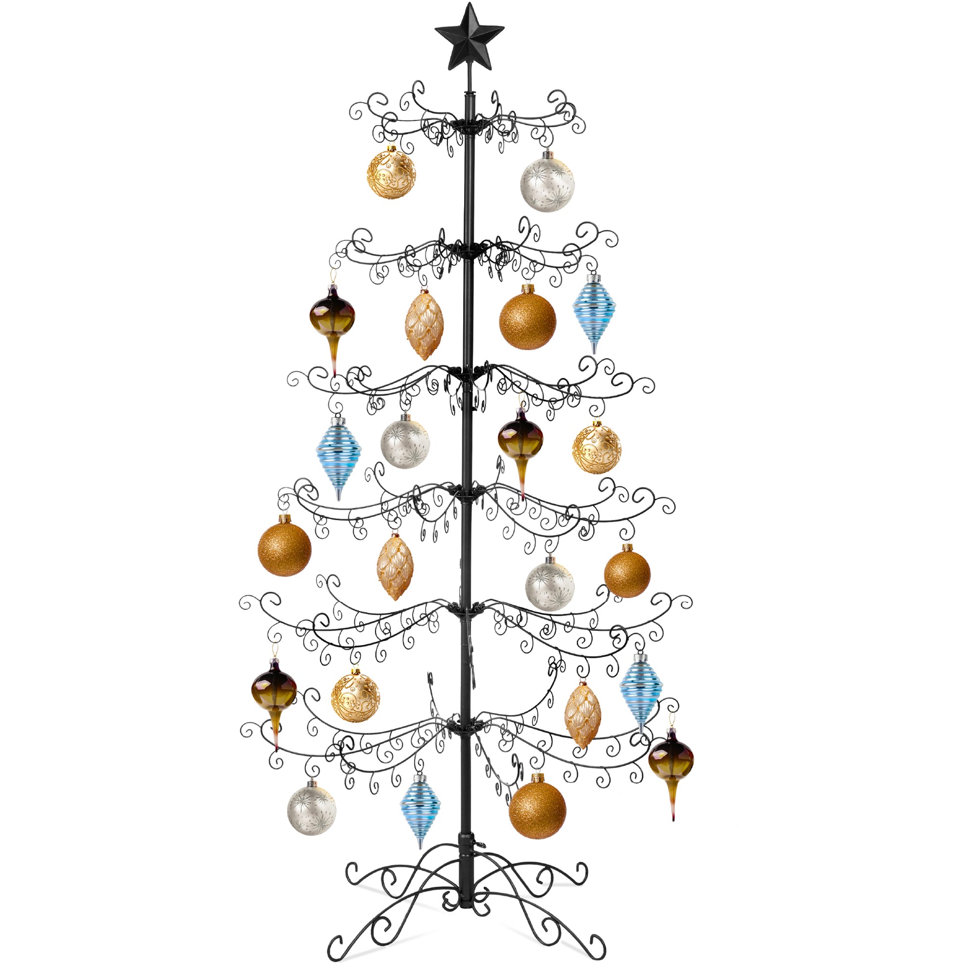 Wrought Iron Christmas Tree Ornament Display w/ Easy Assembly, Stand - 6ft