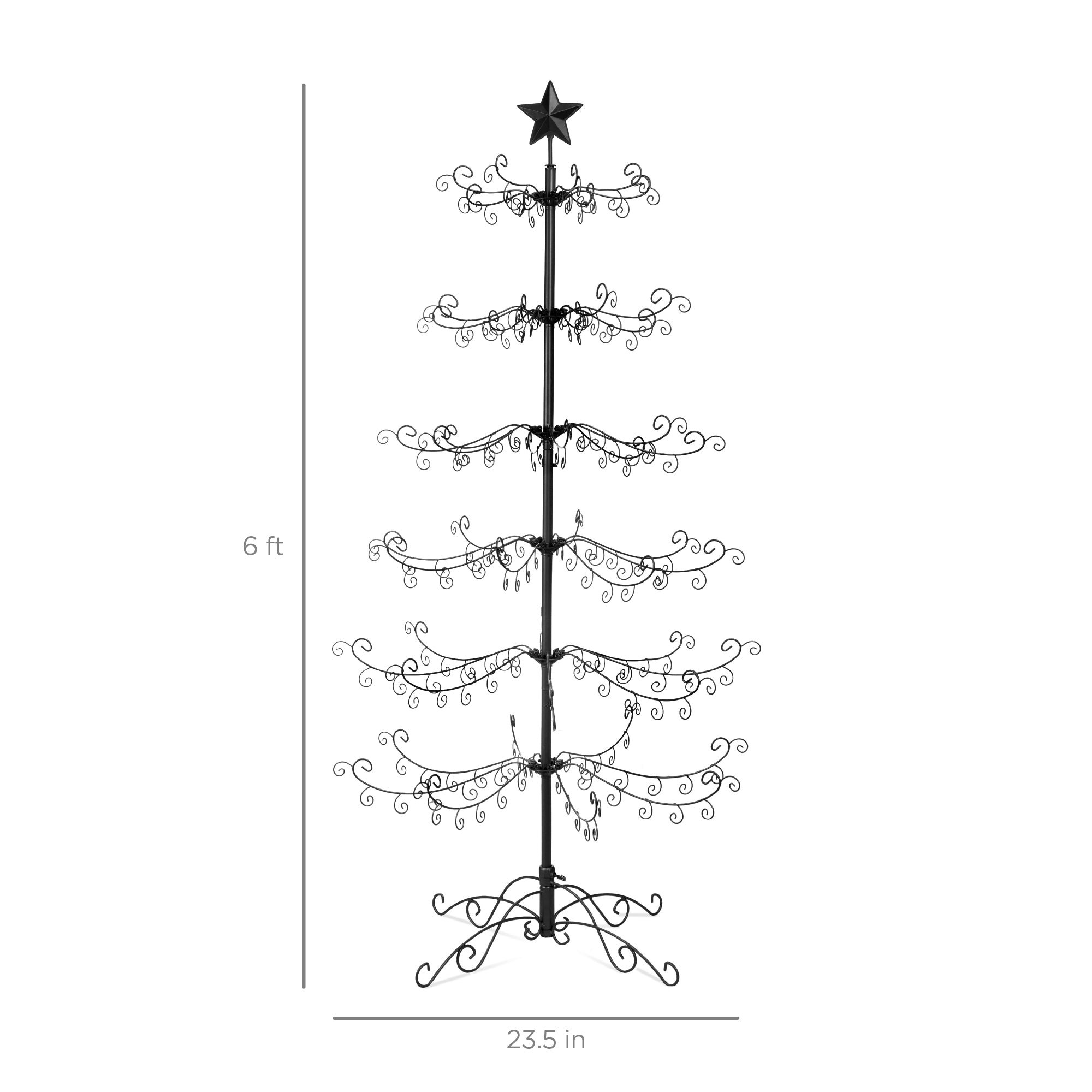Wrought Iron Christmas Tree Ornament Display w/ Easy Assembly, Stand - 6ft