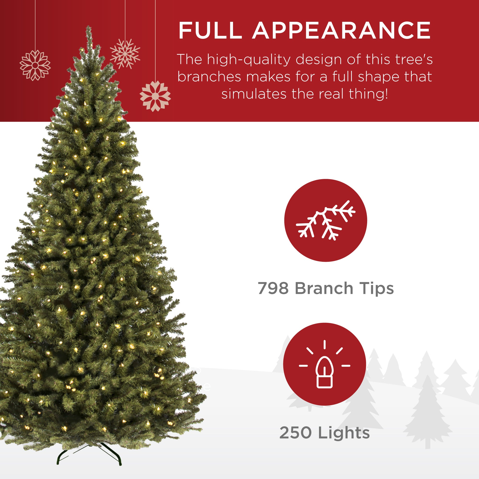 Pre-Lit Artificial Green Spruce Christmas Tree, w/Easy Assembly