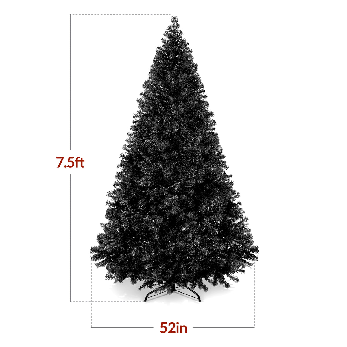 Artificial Black Christmas Tree, Unlit Pine Design w/Easy Assembly