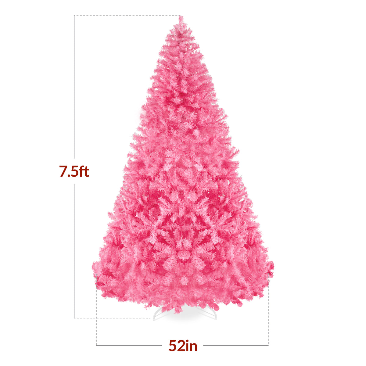 Artificial Pink Christmas Tree, Unlit Pine Design w/Easy Assembly