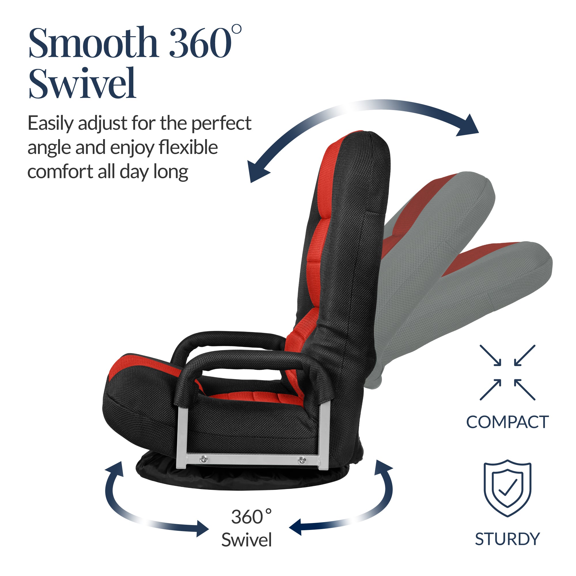 Gaming Floor Chair w/ 360-Degree Swivel, Armrest, Adjustable Backrest