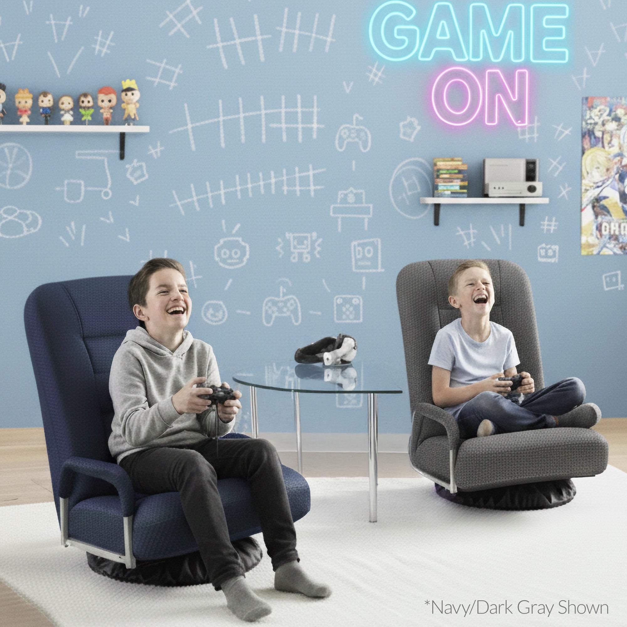 Gaming Floor Chair w/ 360-Degree Swivel, Armrest, Adjustable