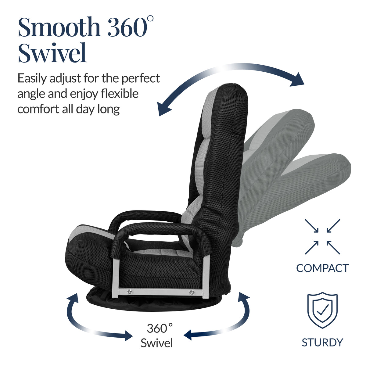 Gaming Floor Chair w/ 360-Degree Swivel, Armrest, Adjustable Backrest