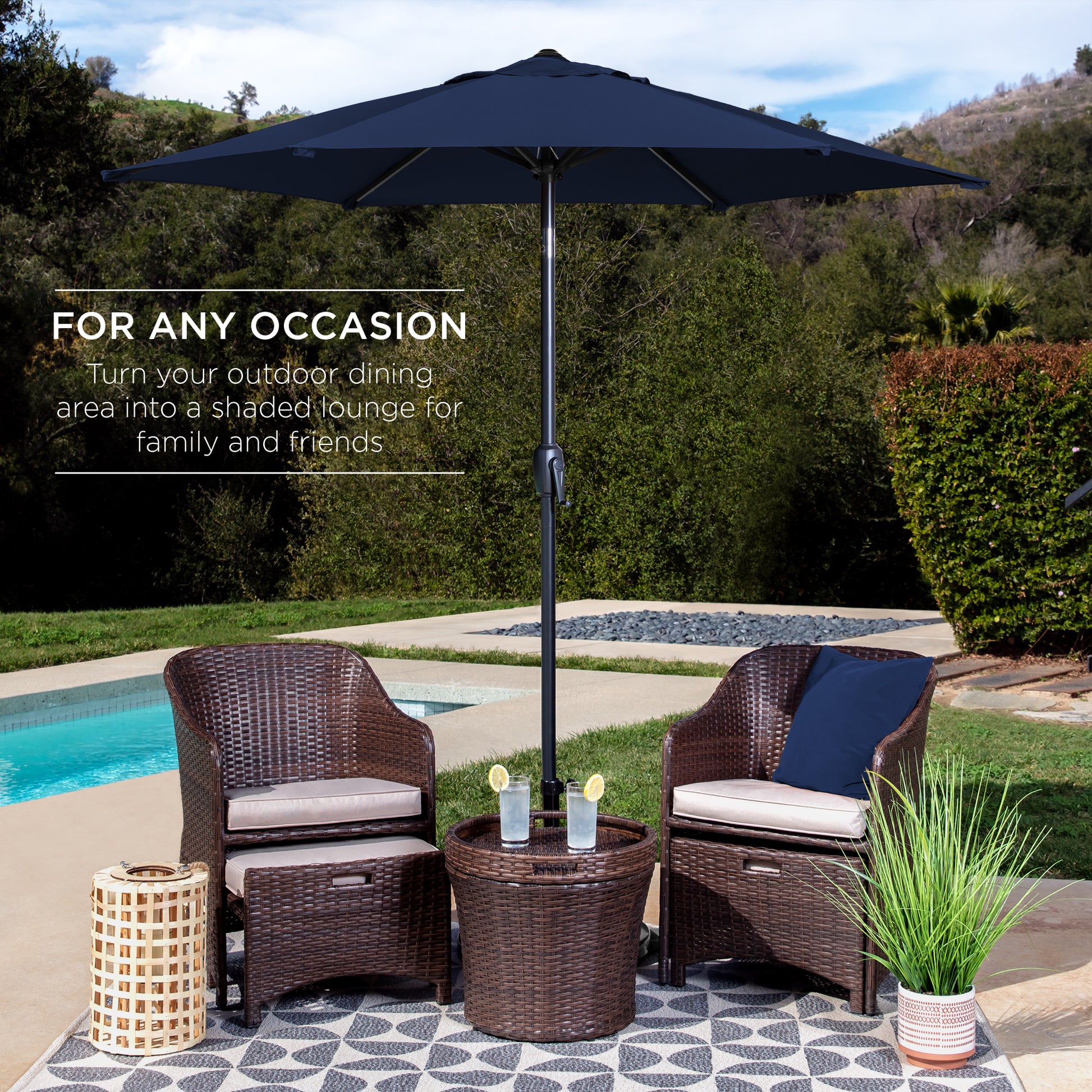 Best Choice Products 7.5ft Heavy-Duty Outdoor Market Patio Umbrella w/ Push Button Tilt, Easy Crank