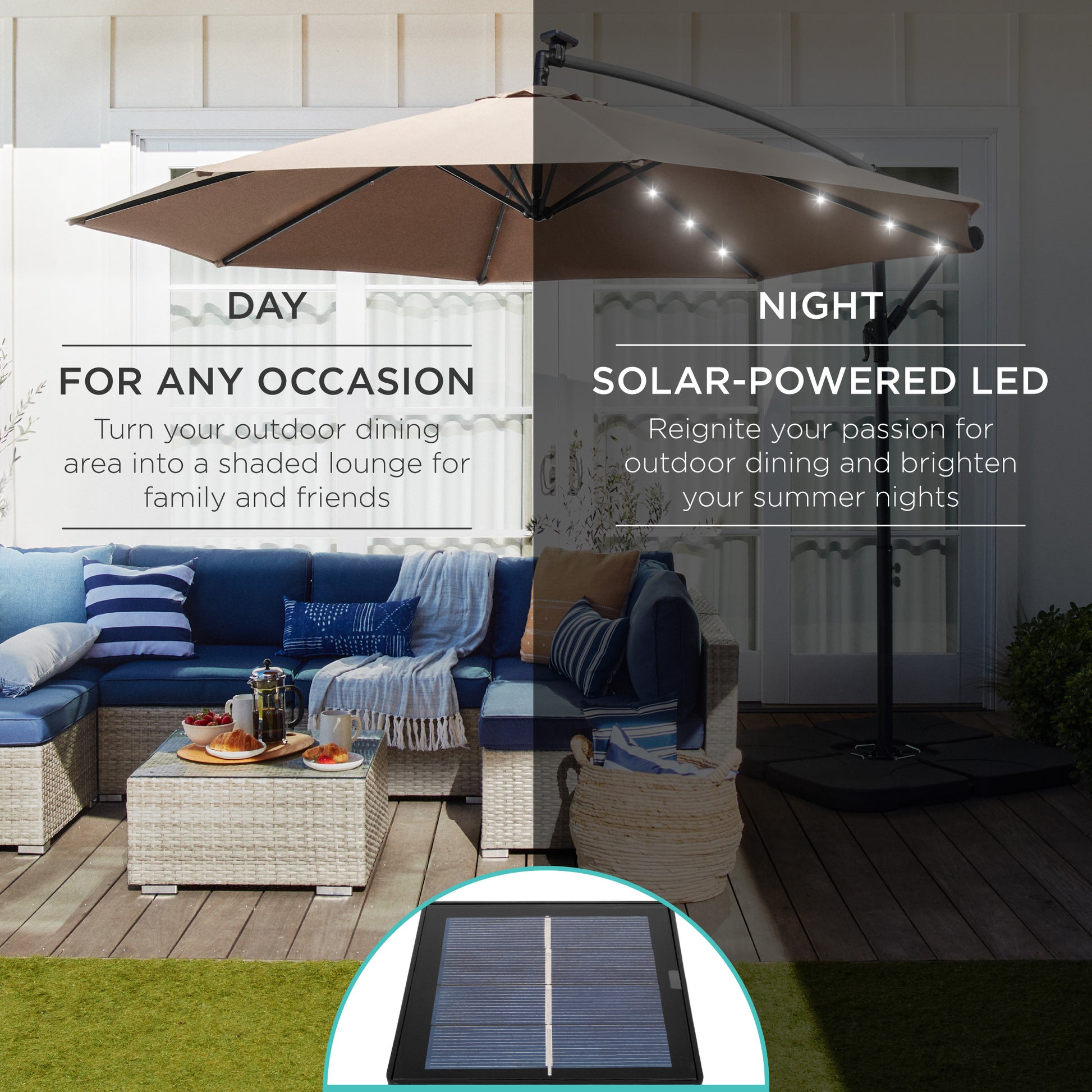 Best Choice Products 10ft Solar LED Offset Hanging Outdoor Market Patio Umbrella w/ Adjustable Tilt Best Choice Products 10ft Solar LED Offset Hanging Outdoor Market Patio Umbrella w/ Adjustable Tilt