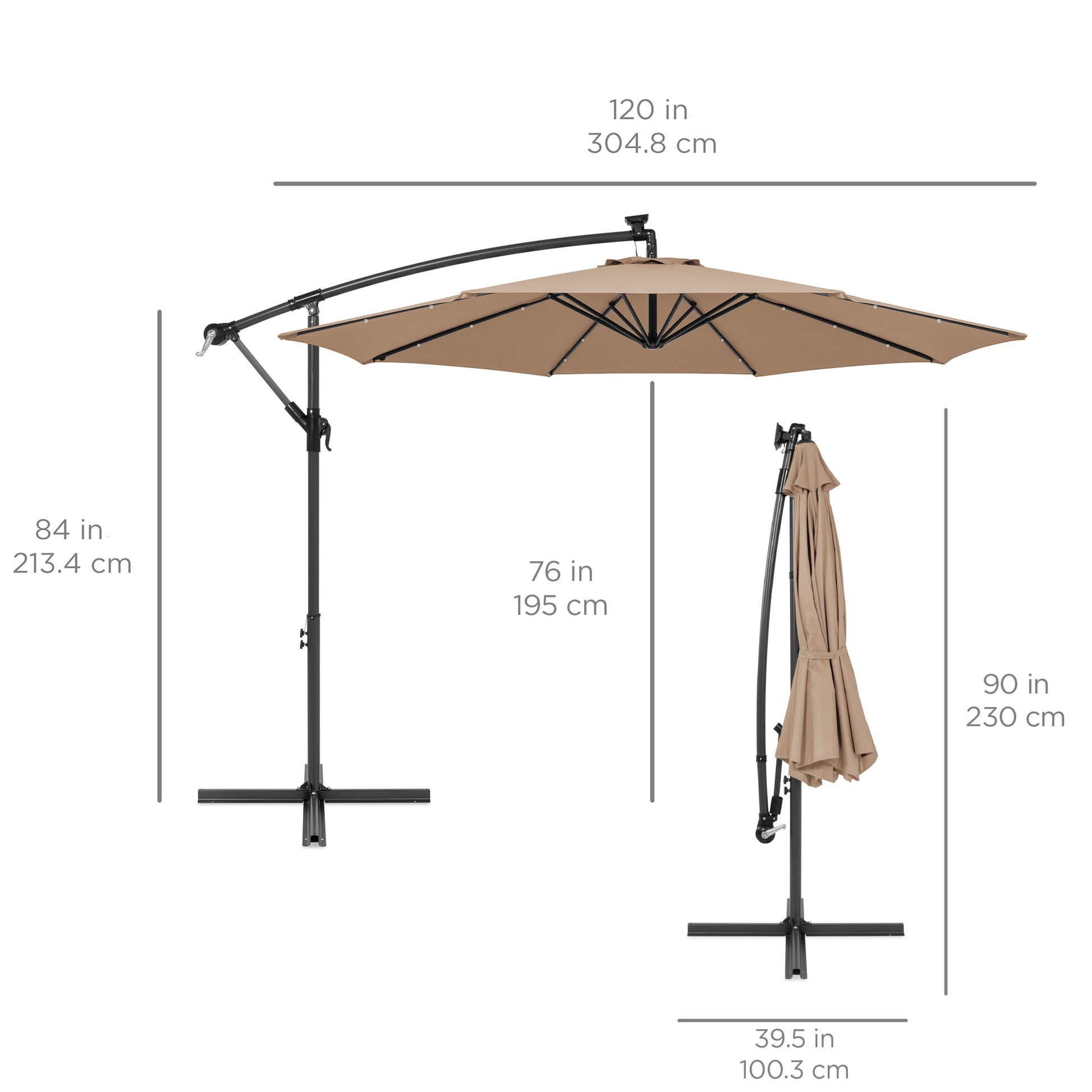 Best Choice Products 10ft Solar LED Offset Hanging Outdoor Market Patio Umbrella w/ Adjustable Tilt - Tan Best Choice Products 10ft Solar LED Offset Hanging Outdoor Market Patio Umbrella w/ Adjustable Tilt - Tan