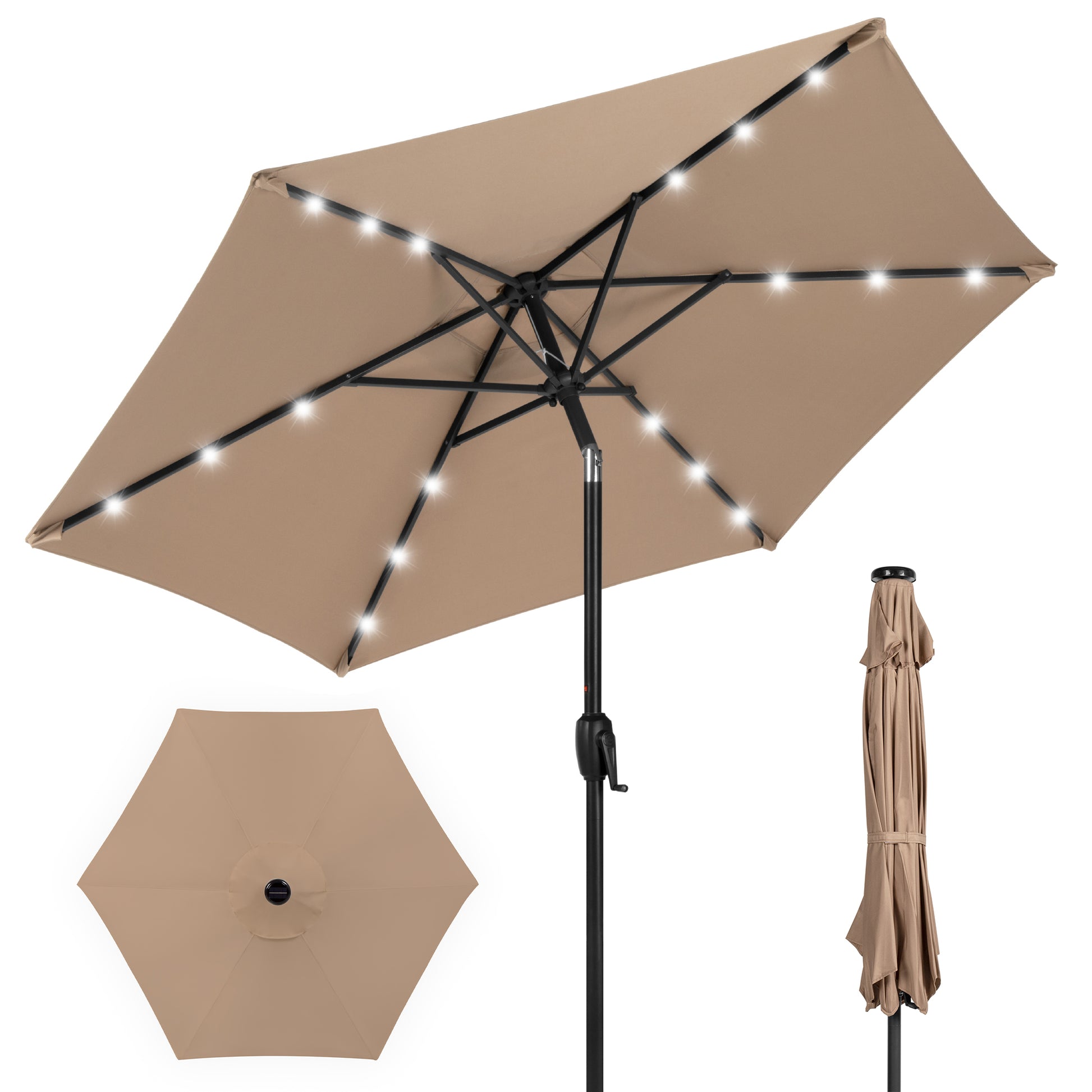 5 ft diameter outdoor patio umbrella Best Choice Products 7.5ft Outdoor Solar Patio Umbrella for Deck, Pool w/ Tilt, Crank, LED Lights