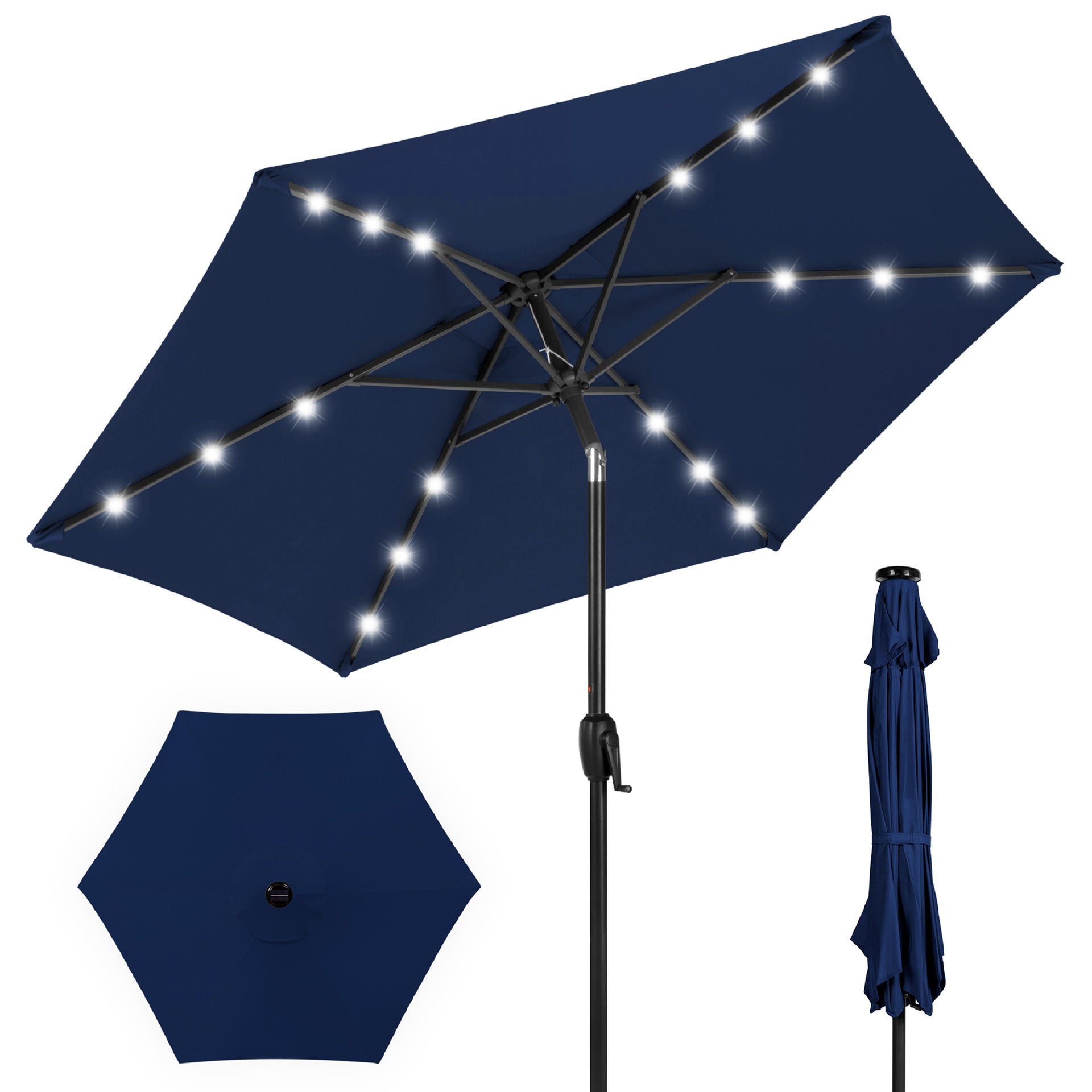 blue patio umbrella with solar lights Outdoor w/ Push Button Tilt, Crank Lift Airoh 26 Launch If your umbrella comes Size:small medium Cam Newton, J.J. Watt