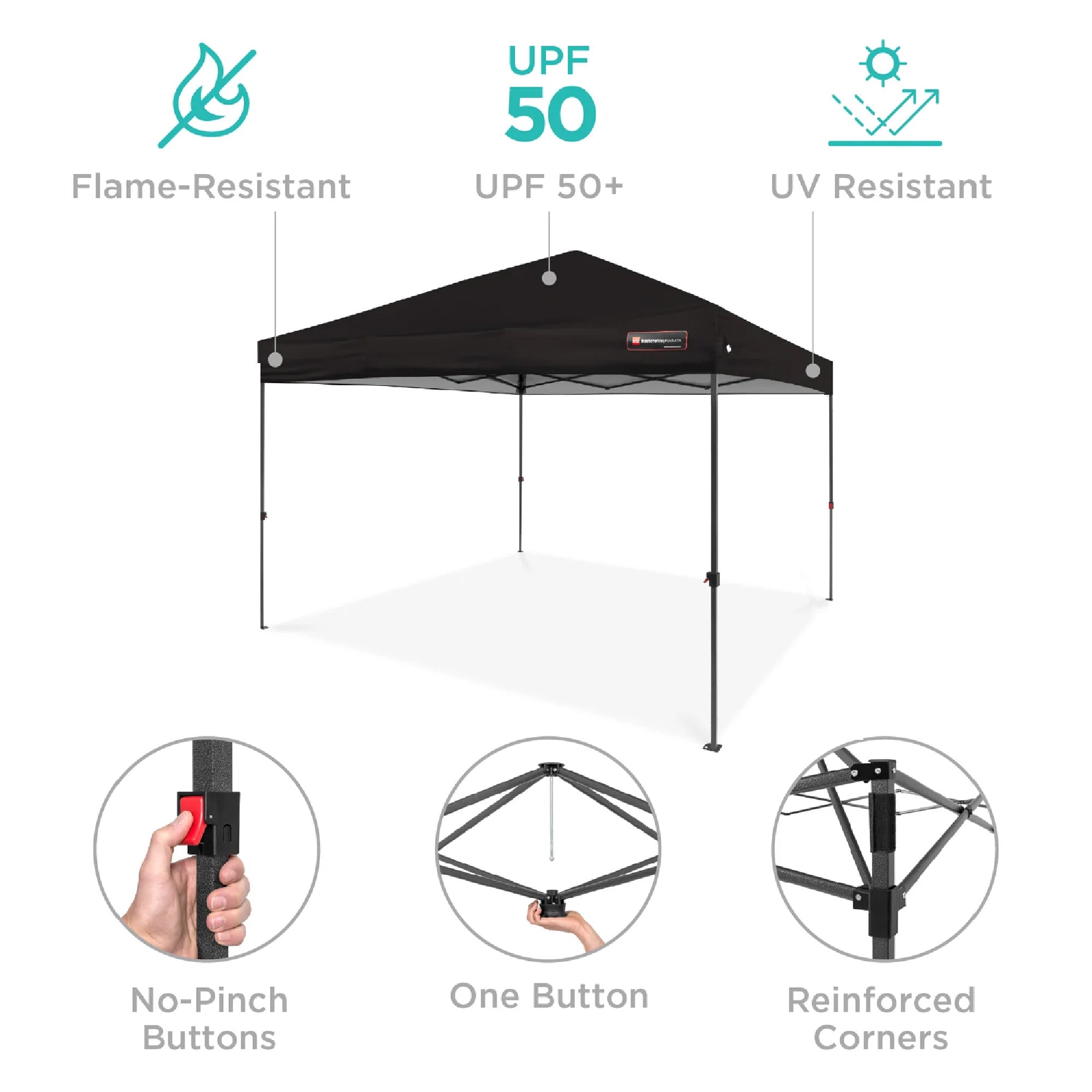One-Person Setup Instant Pop Up Canopy w/ Case, 4 Weight Bags - 10x10ft