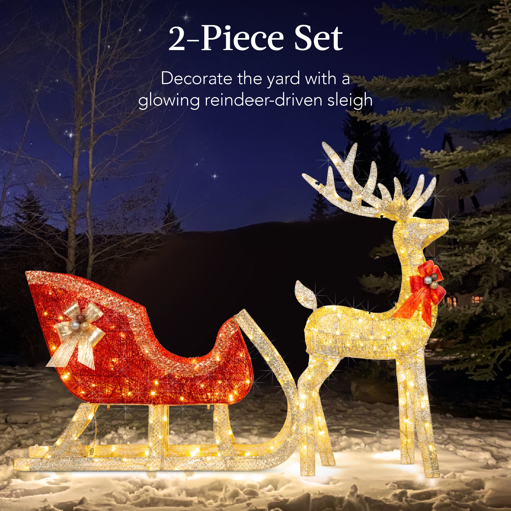 Christmas Lighted Reindeer Family - 3 Piece Outdoor Yard Decoration With 230 LED Lights
