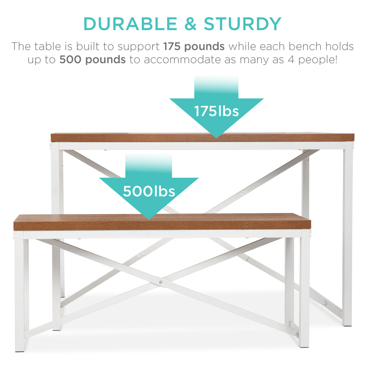 3-Piece Bench Style Dining Furniture Set w/ 2 Benches, Table - 45.5in