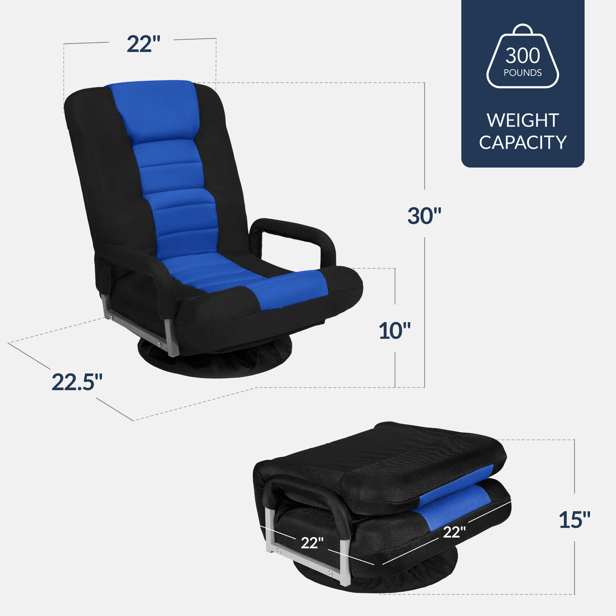 Gaming Floor Chair w/ 360-Degree Swivel, Armrest, Adjustable Backrest