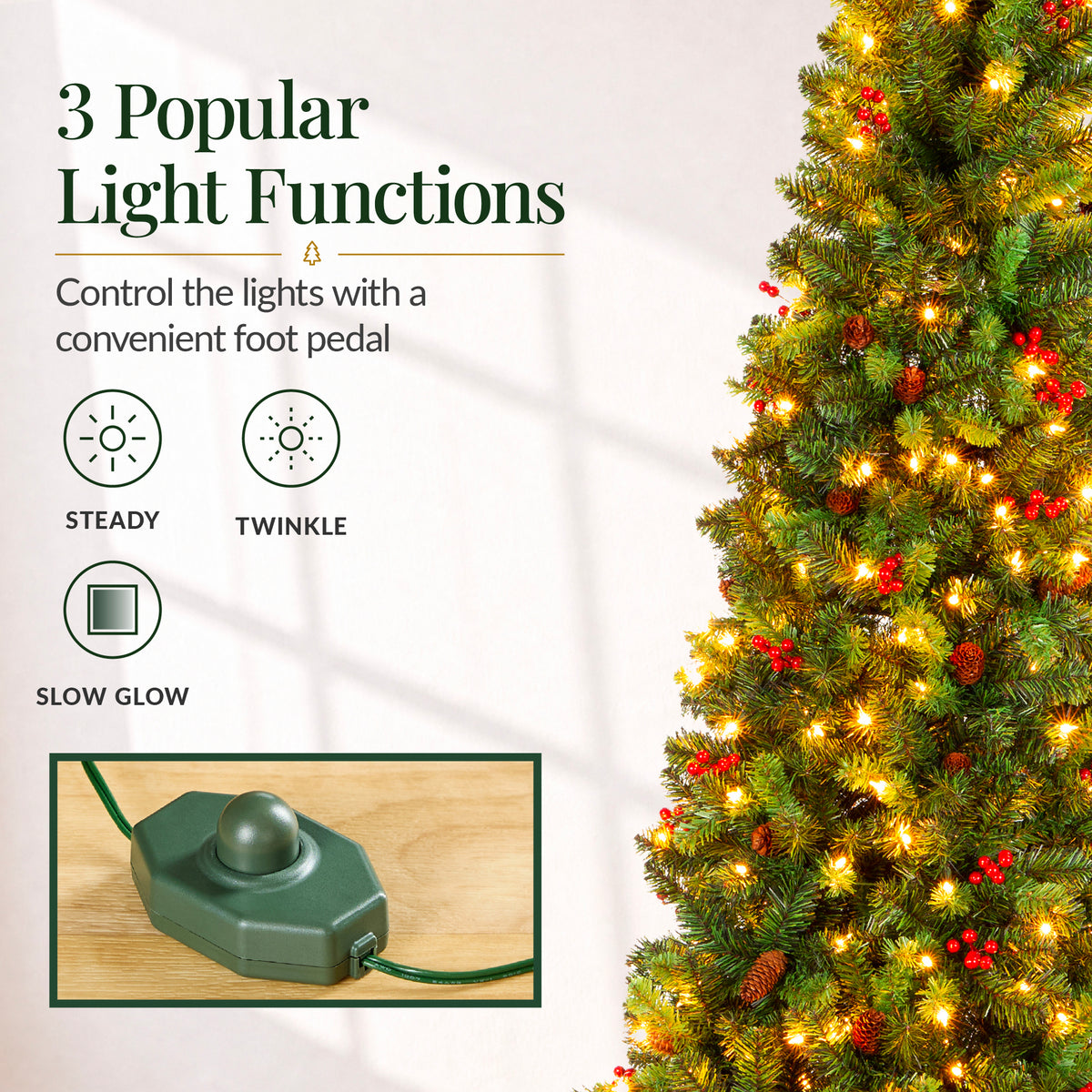 Christmas Tree PreLit Twinkling Lights Pre-Decorated Artificial Frosted Pine