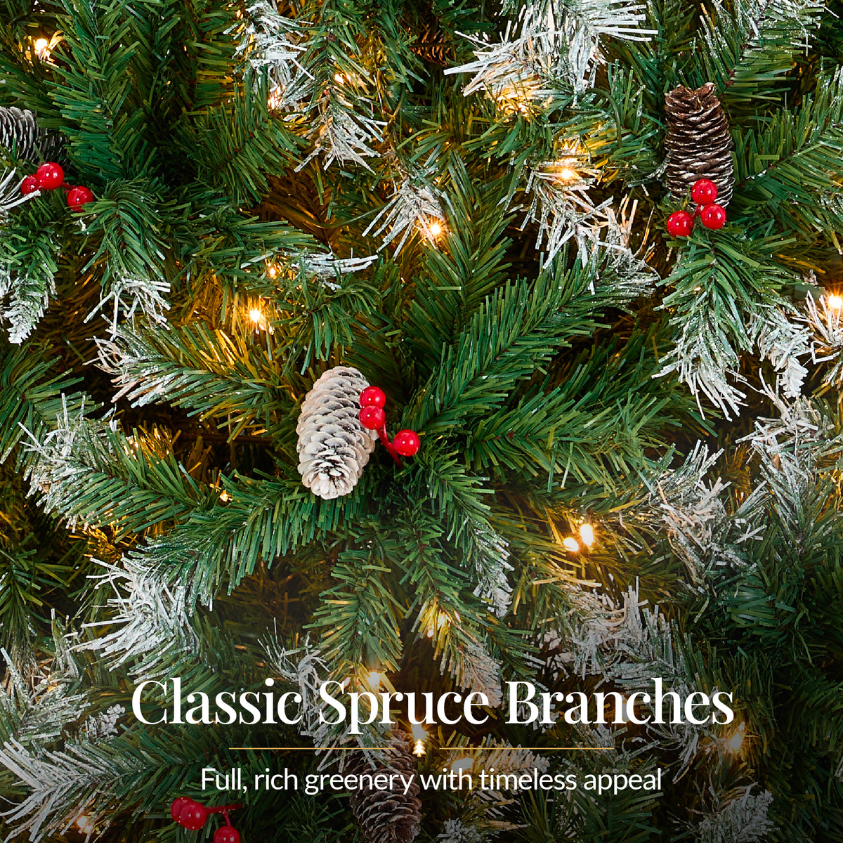 Christmas Tree PreLit Twinkling Lights Pre-Decorated Artificial Frosted Pine