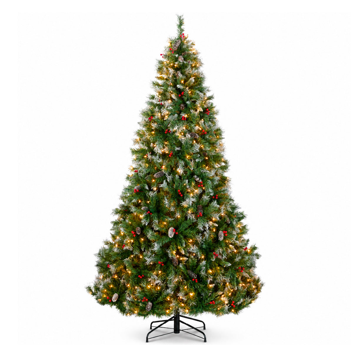 Christmas Tree PreLit Twinkling Lights Pre-Decorated Artificial Frosted Pine