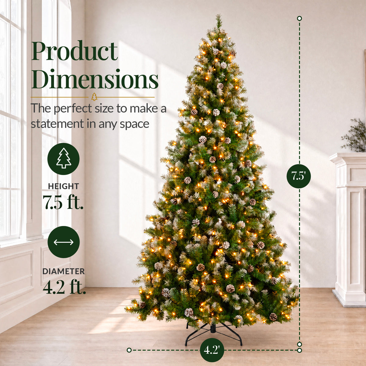 Artificial Christmas Tree with Viral Twinkling Lights, PreLit Frosted Pine