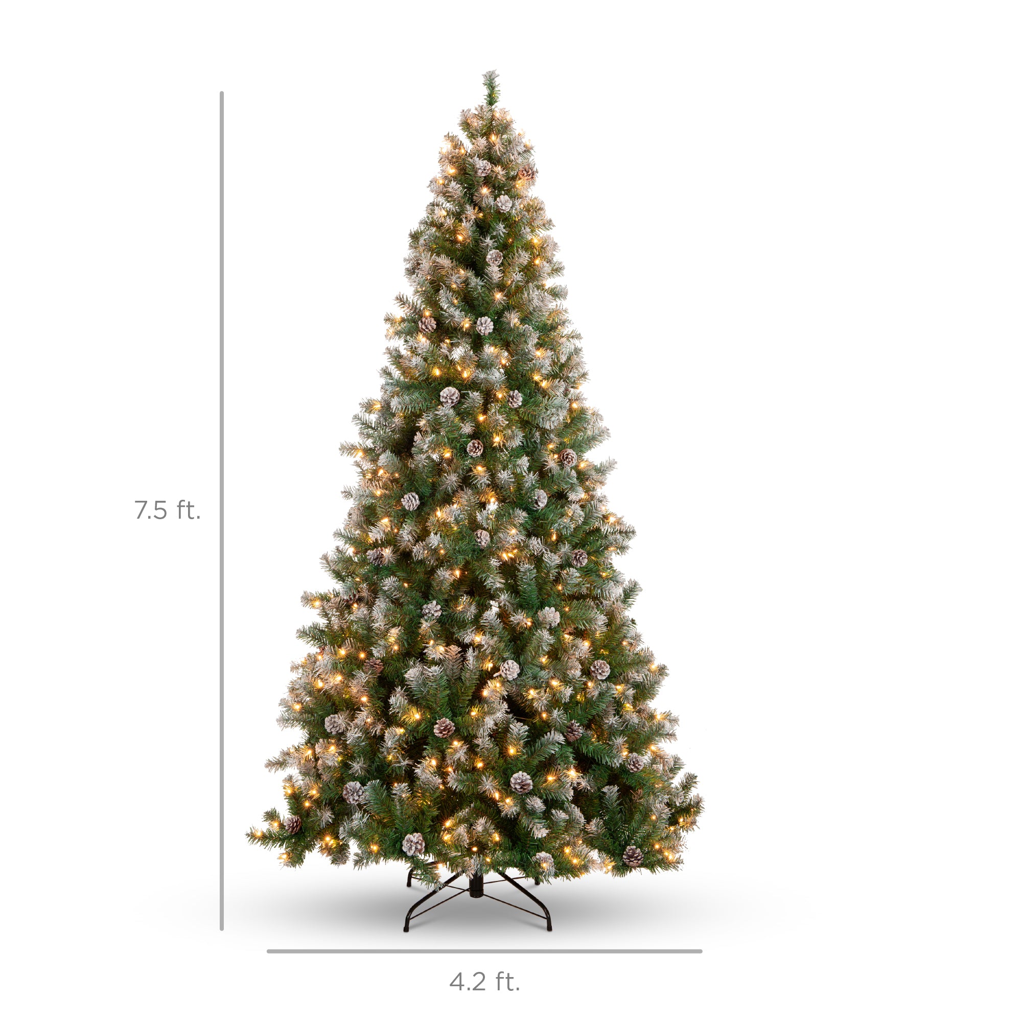 Pre-Decorated Christmas Tree w/ Pinecones, Flocked Branch Tips