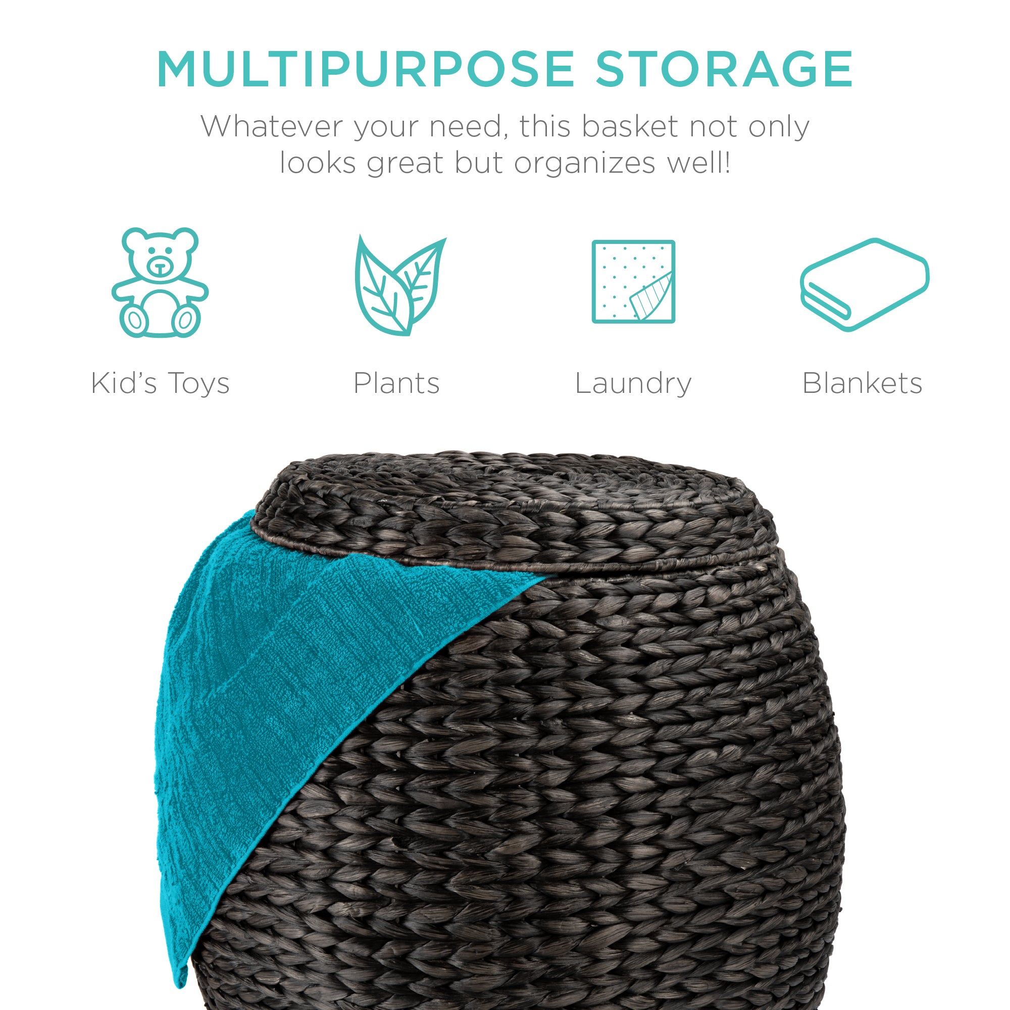 Multipurpose Hyacinth Storage Tote Basket