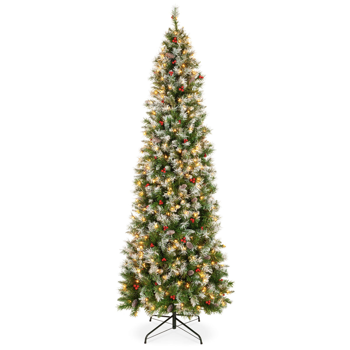 Pencil Christmas Tree PreLit Twinkling Lights PreDecorated Artificial Pine