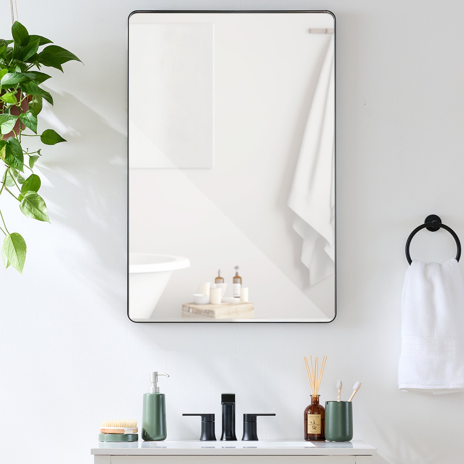 2 Way Rectangle Wall Mirror w Rounded Corners Anti Blast Film 24x36in