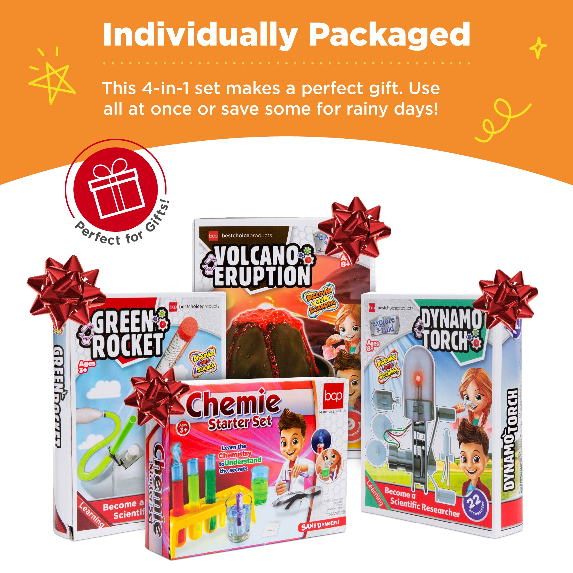 4-in-1 Science Project Kit, STEM & STEAM DIY Lab Experiments for
